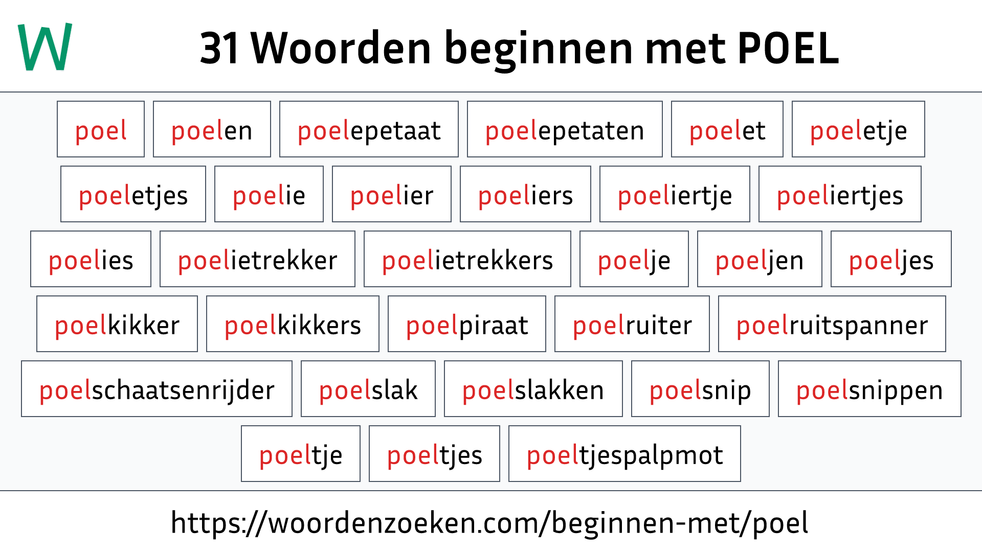 Woorden beginnen met POEL