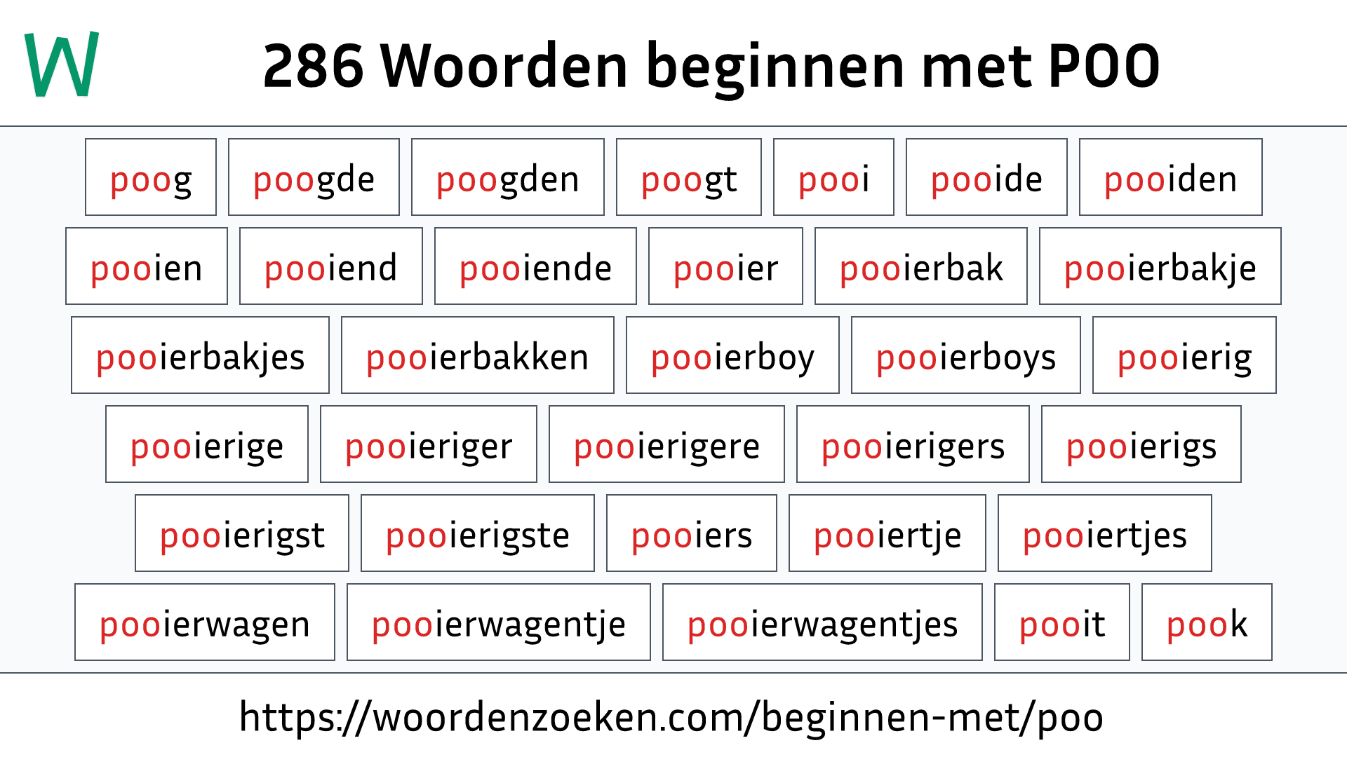 Woorden beginnen met POO