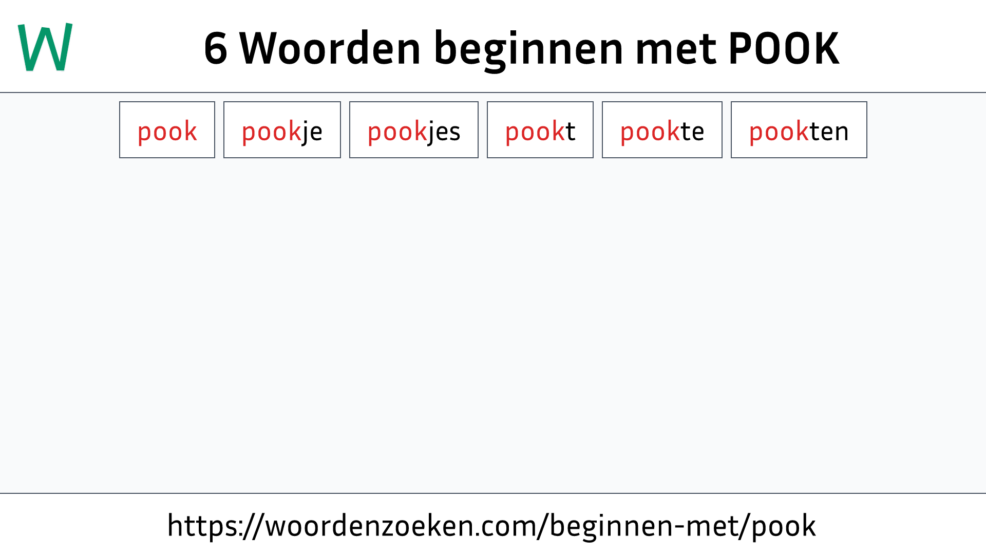 Woorden beginnen met POOK