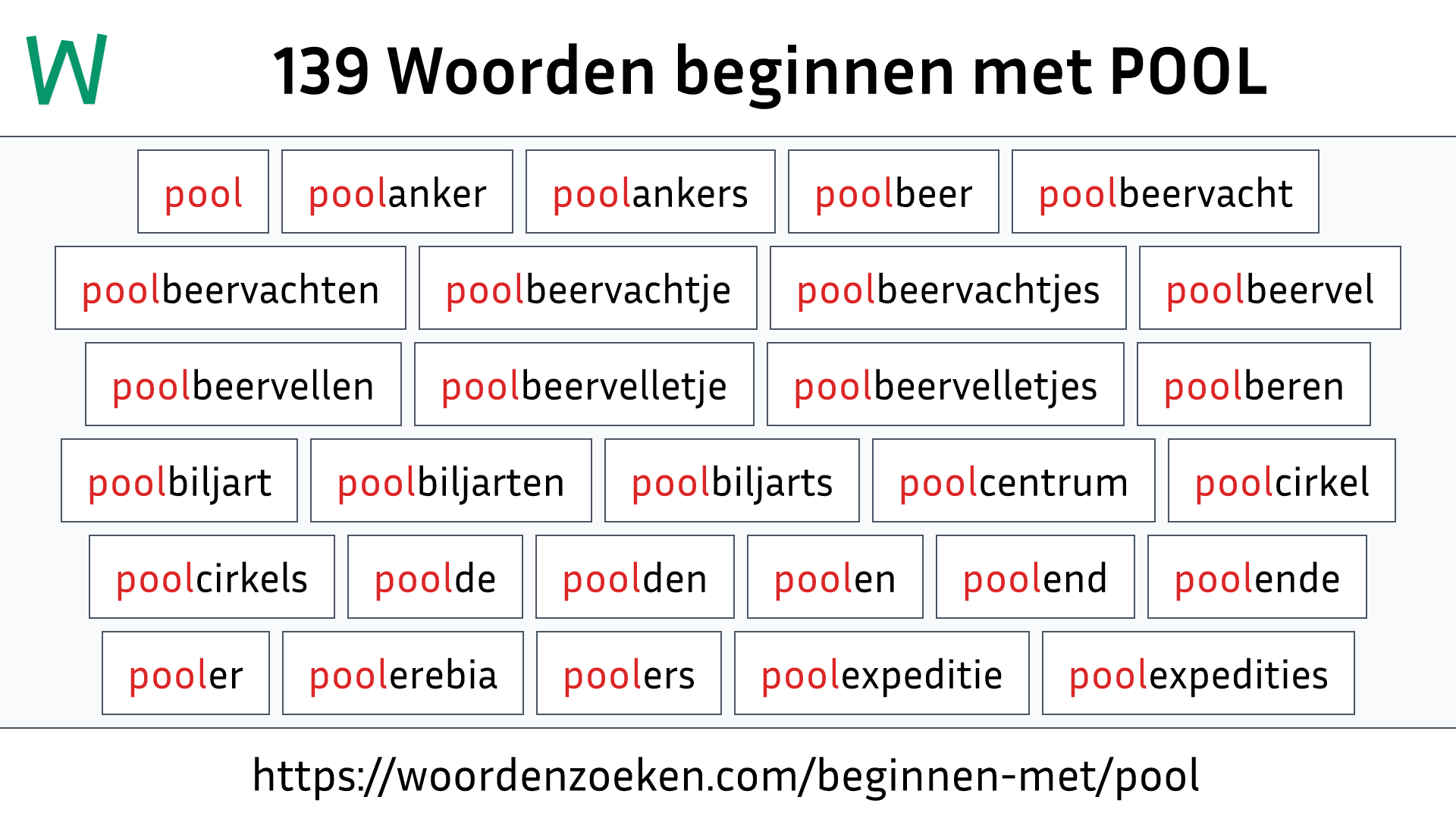 Woorden beginnen met POOL