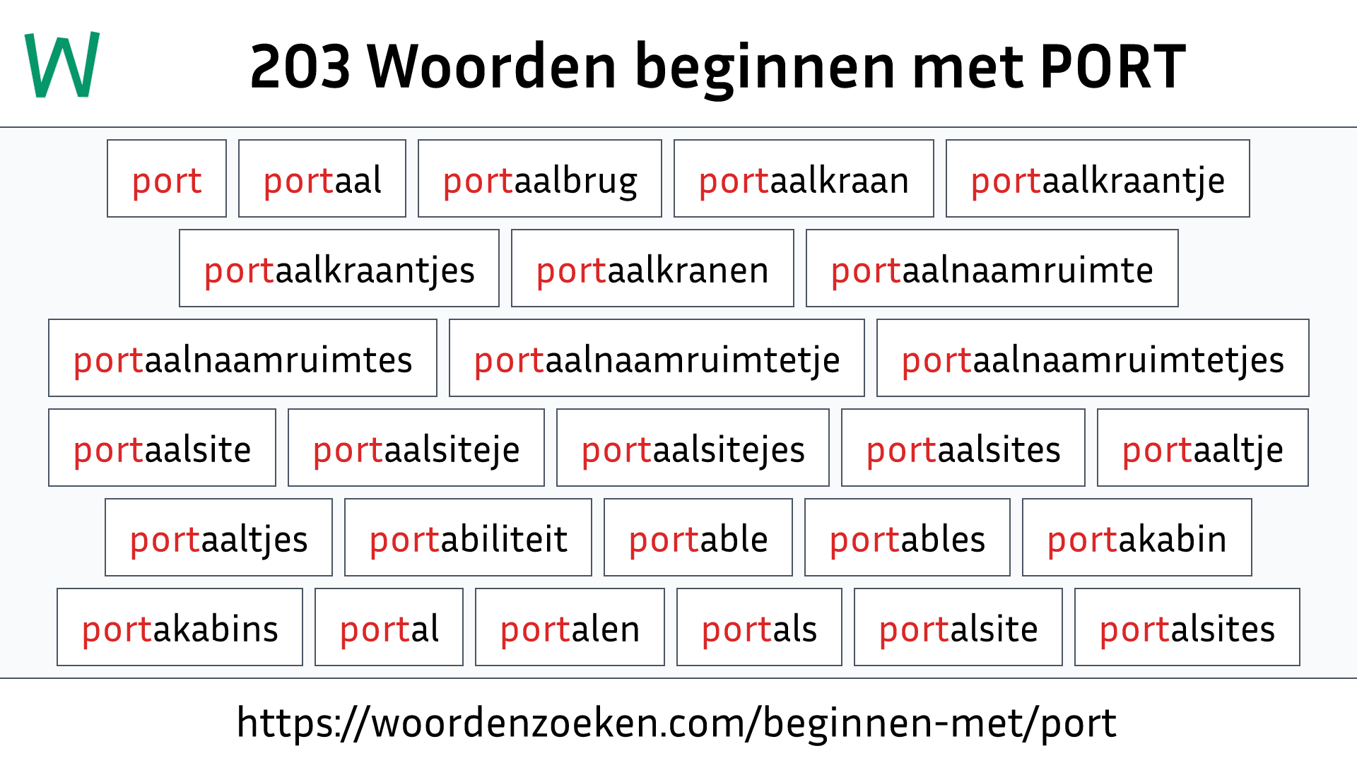 Woorden beginnen met PORT