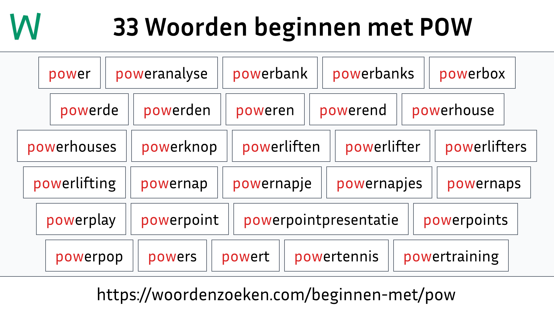 Woorden beginnen met POW