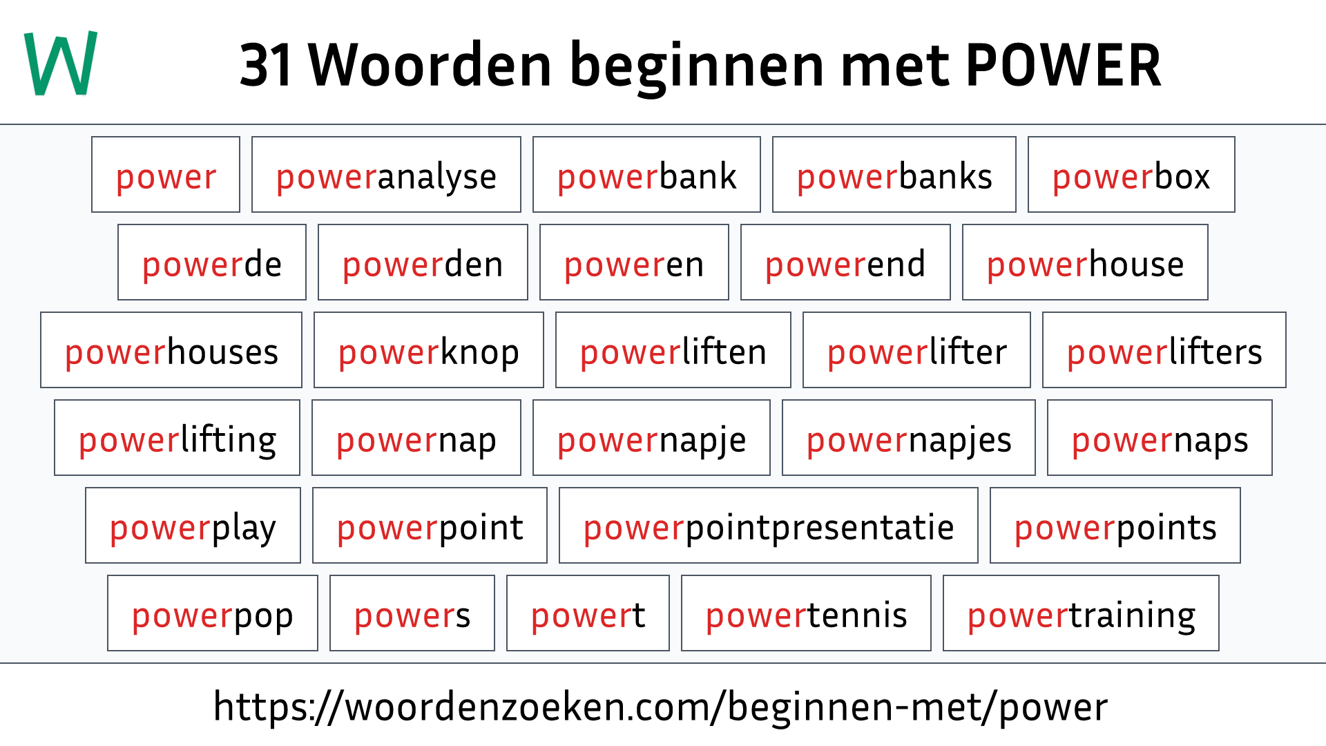 Woorden beginnen met POWER