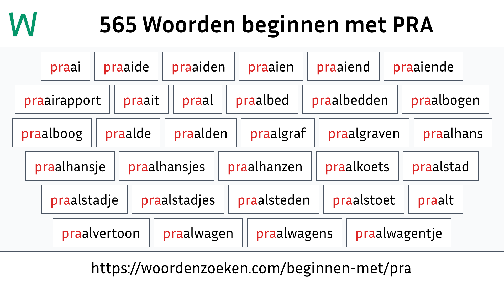 Woorden beginnen met PRA