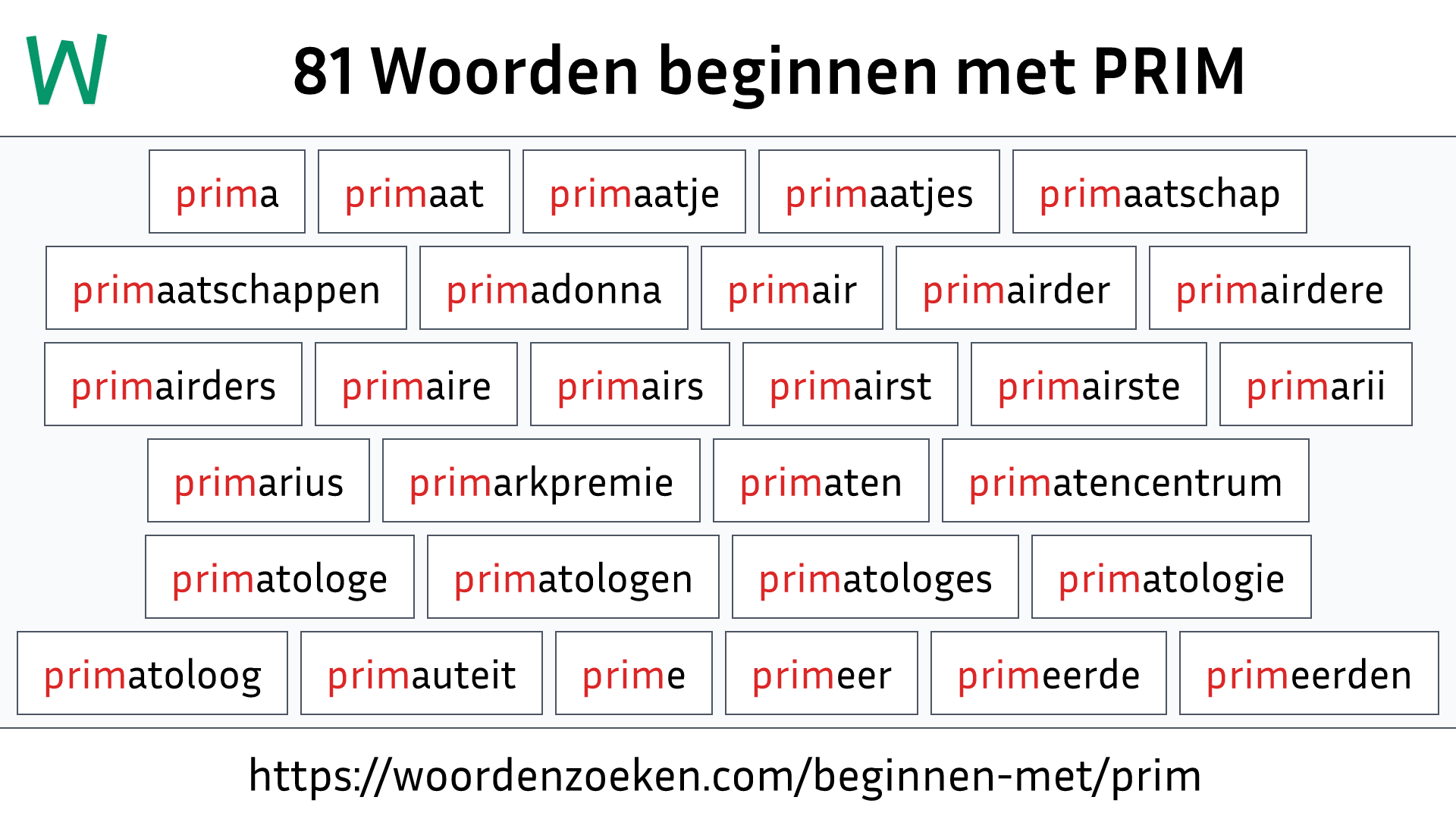Woorden beginnen met PRIM