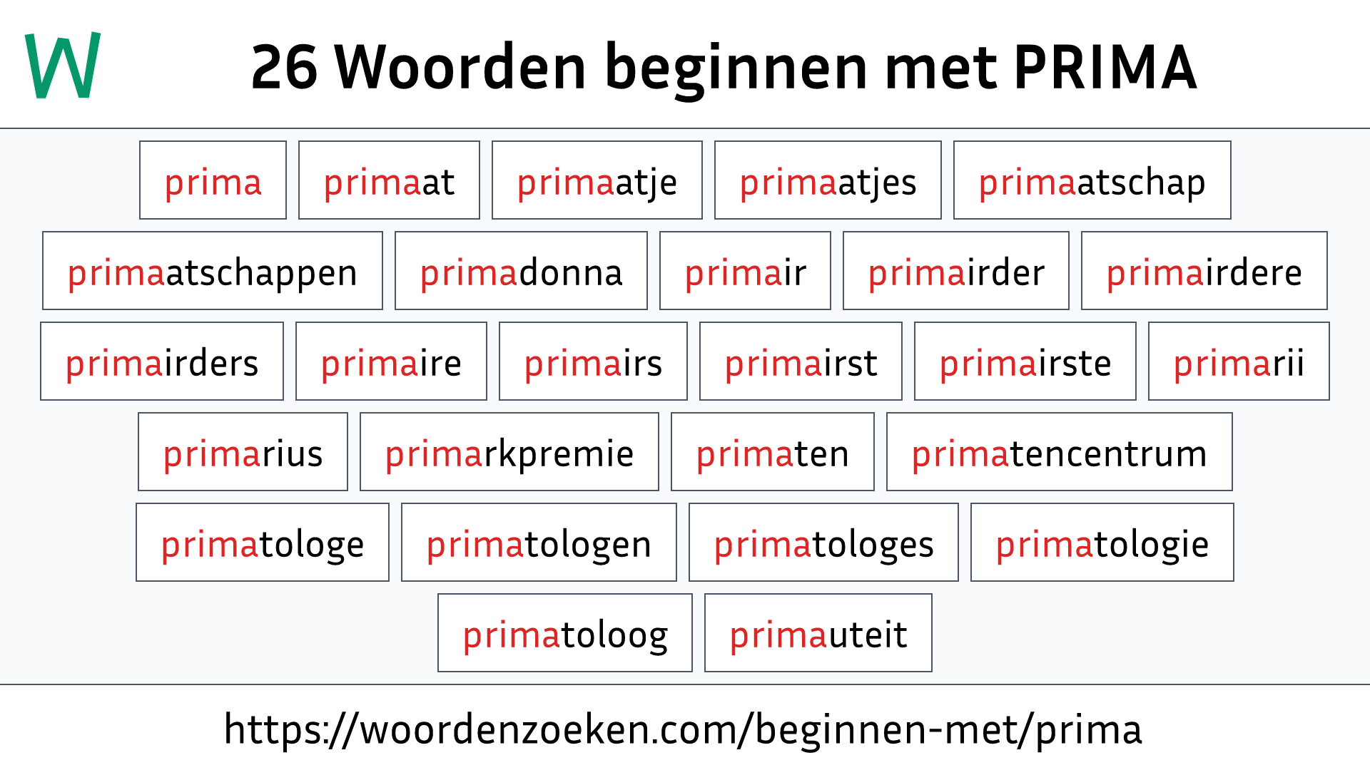 Woorden beginnen met PRIMA