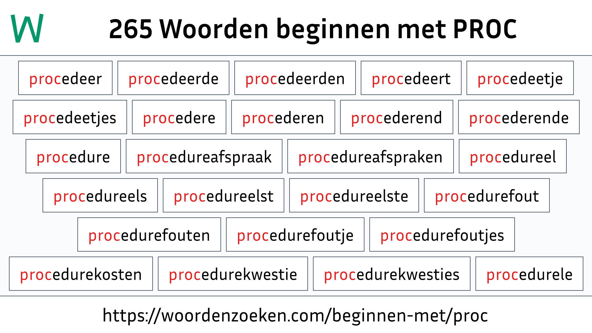 Woorden beginnen met PROC