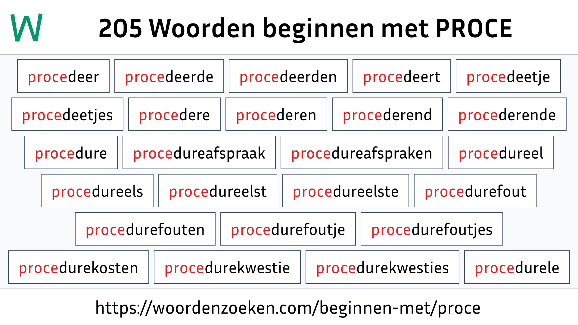 Woorden beginnen met PROCE