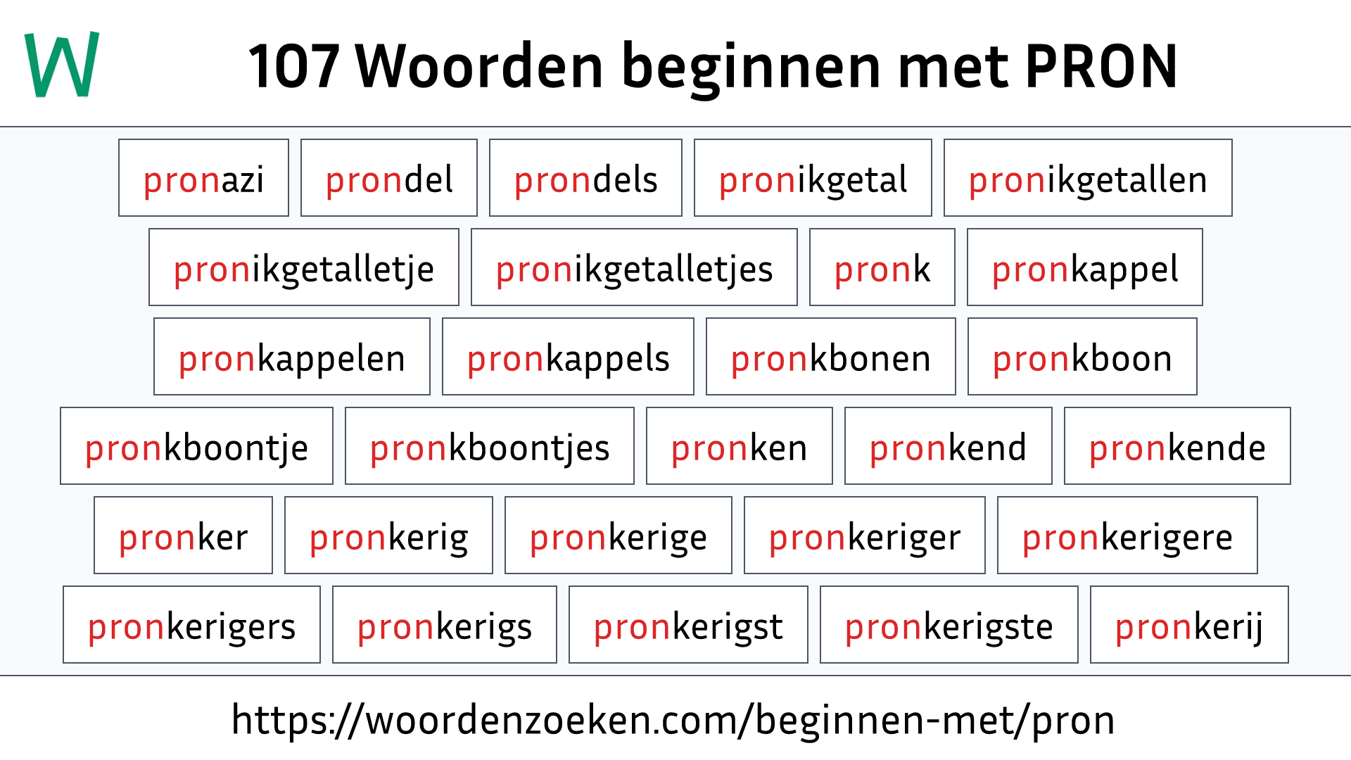 Woorden beginnen met PRON