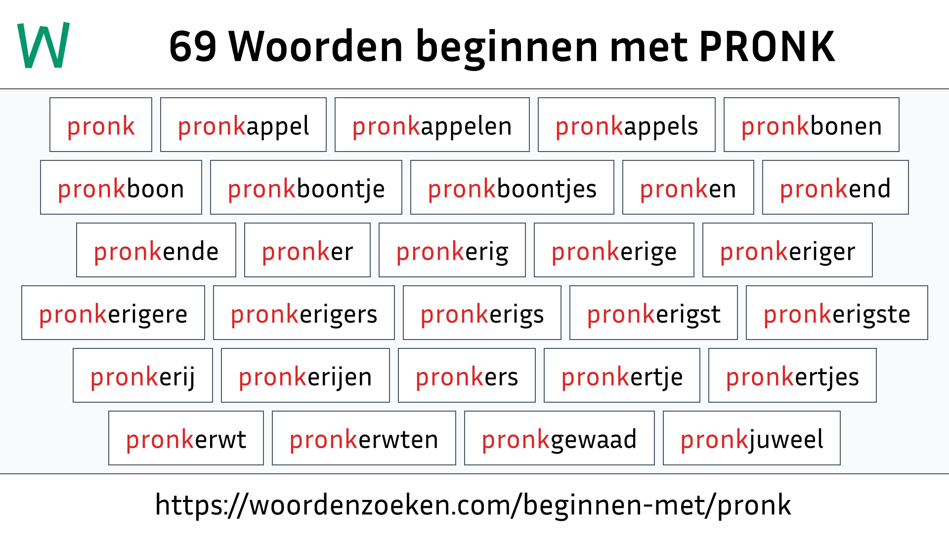 Woorden beginnen met PRONK