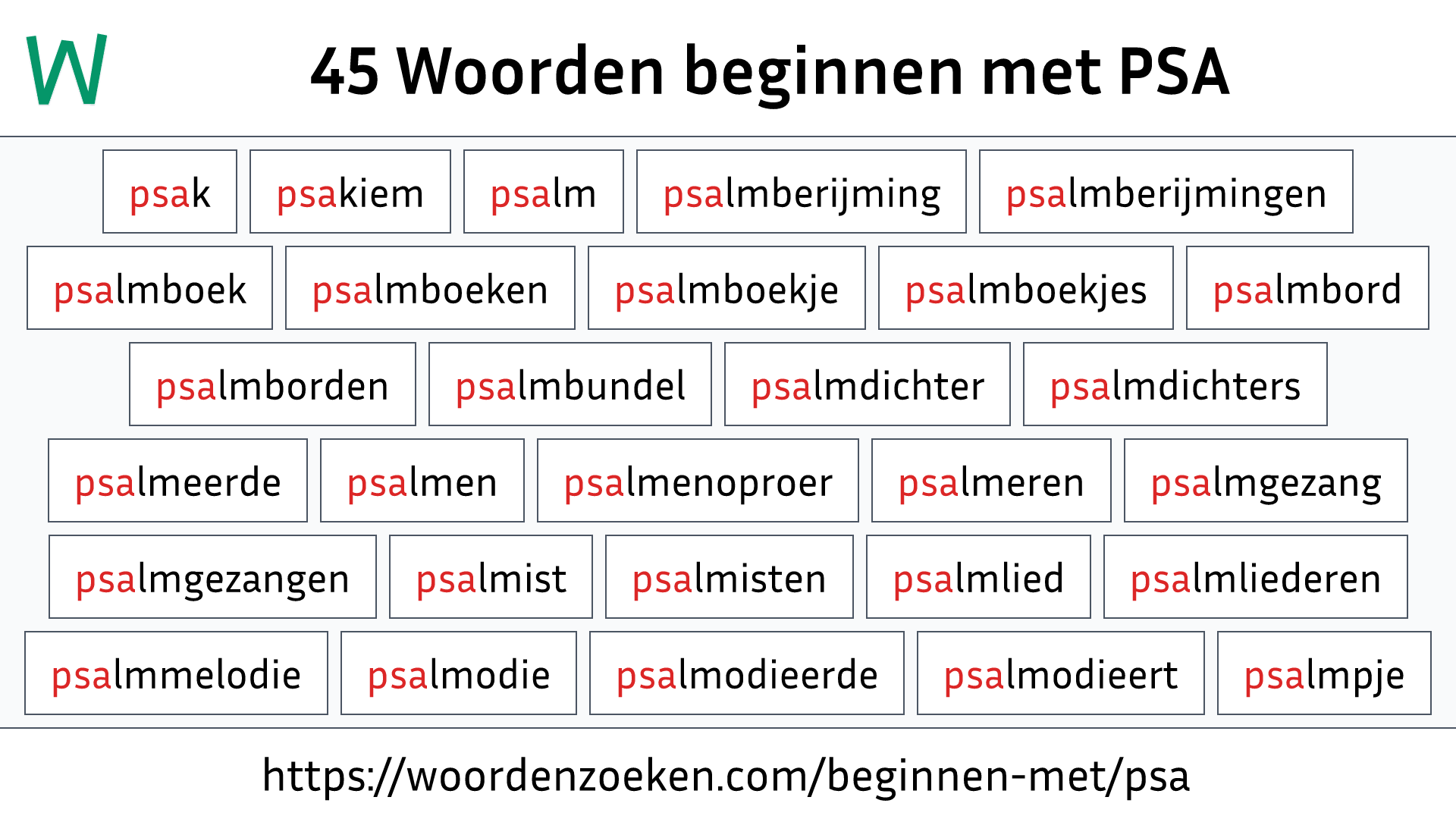 Woorden beginnen met PSA