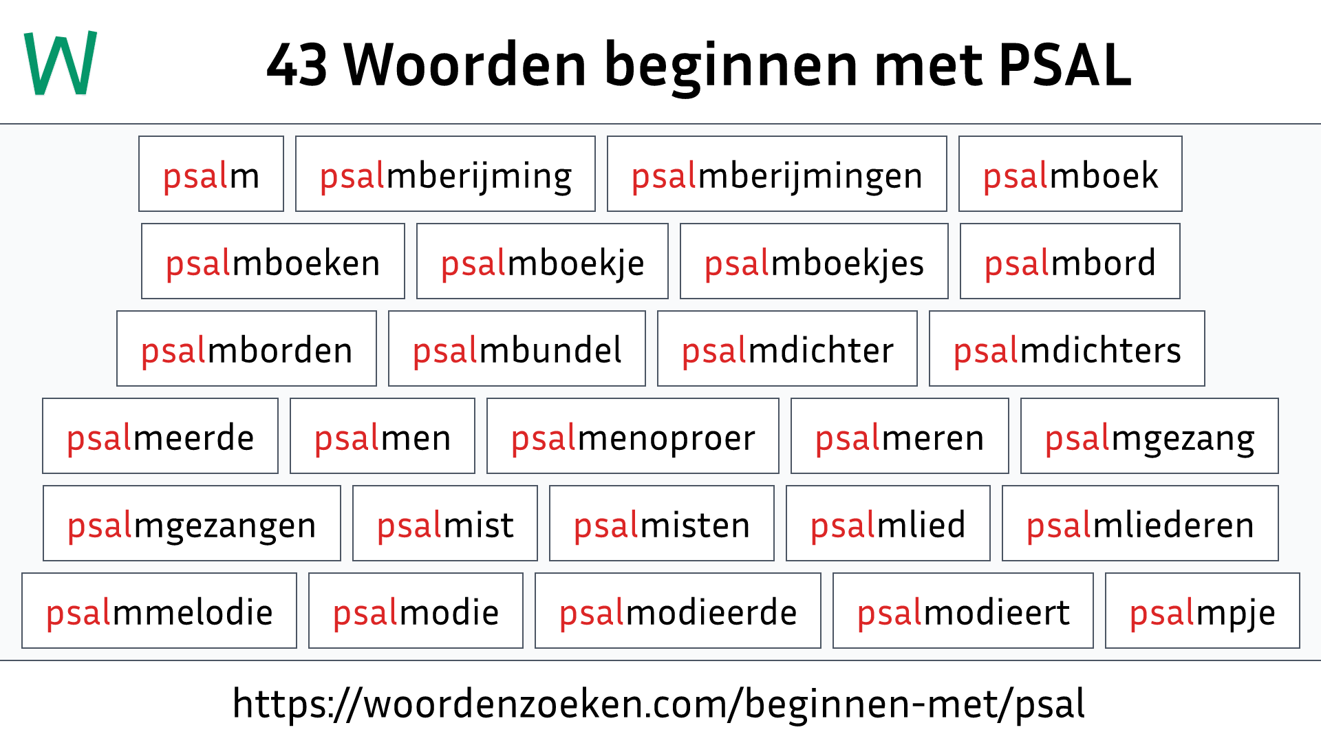 Woorden beginnen met PSAL