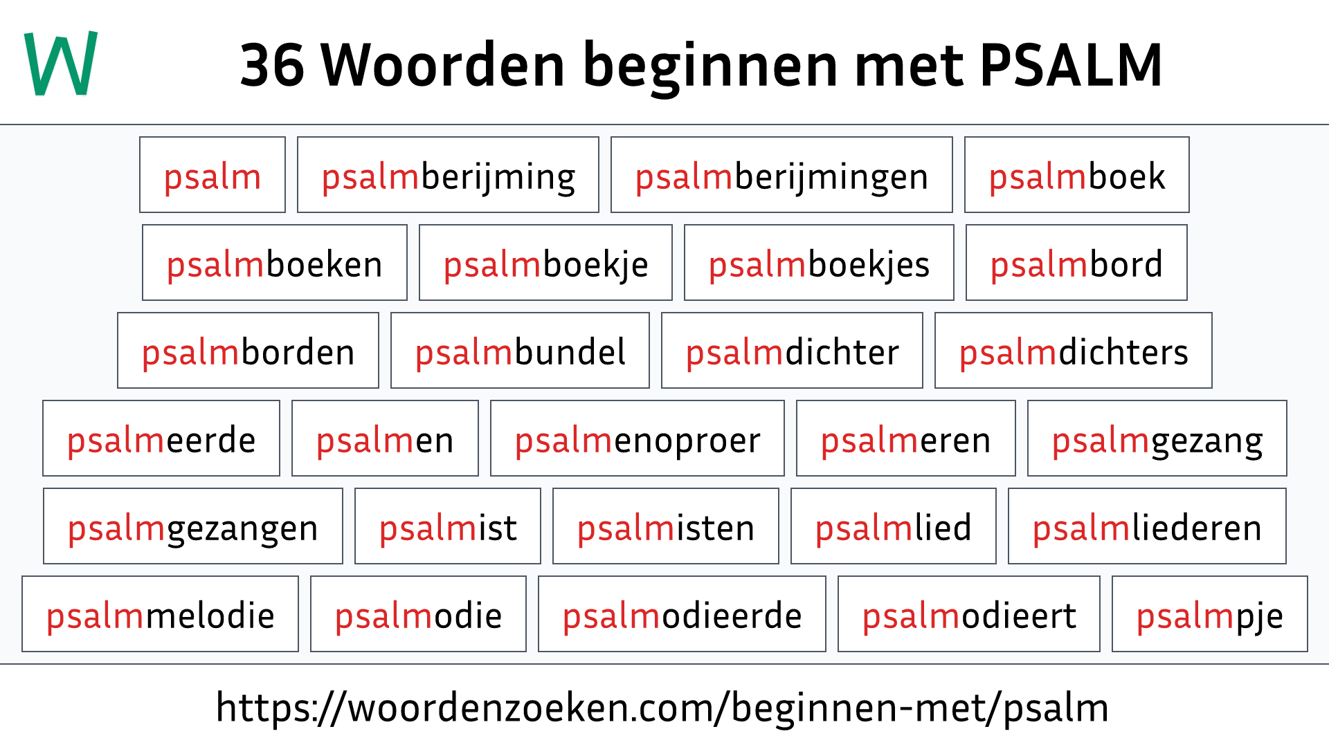 Woorden beginnen met PSALM