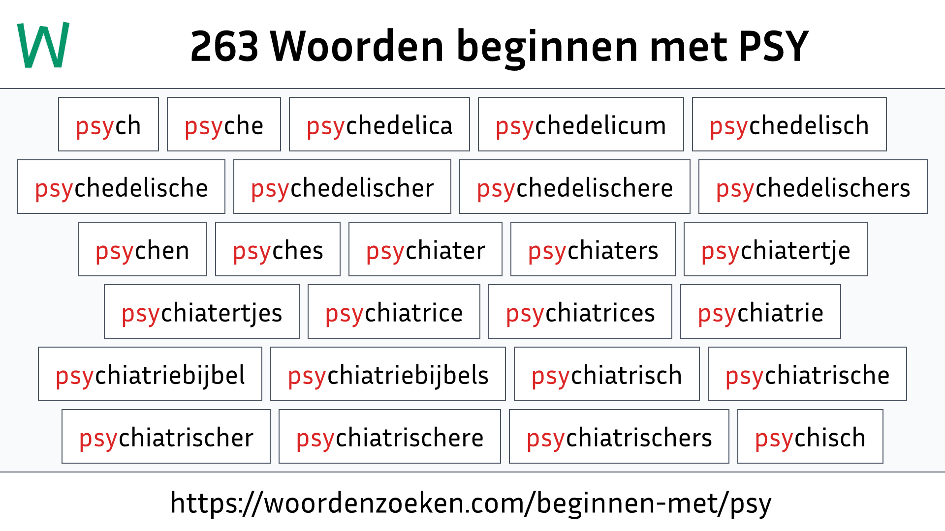 Woorden beginnen met PSY