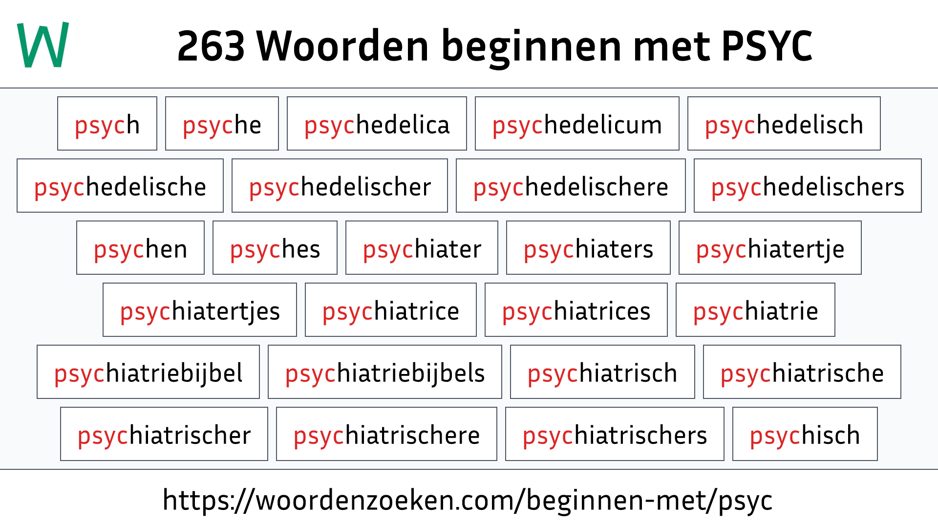 Woorden beginnen met PSYC