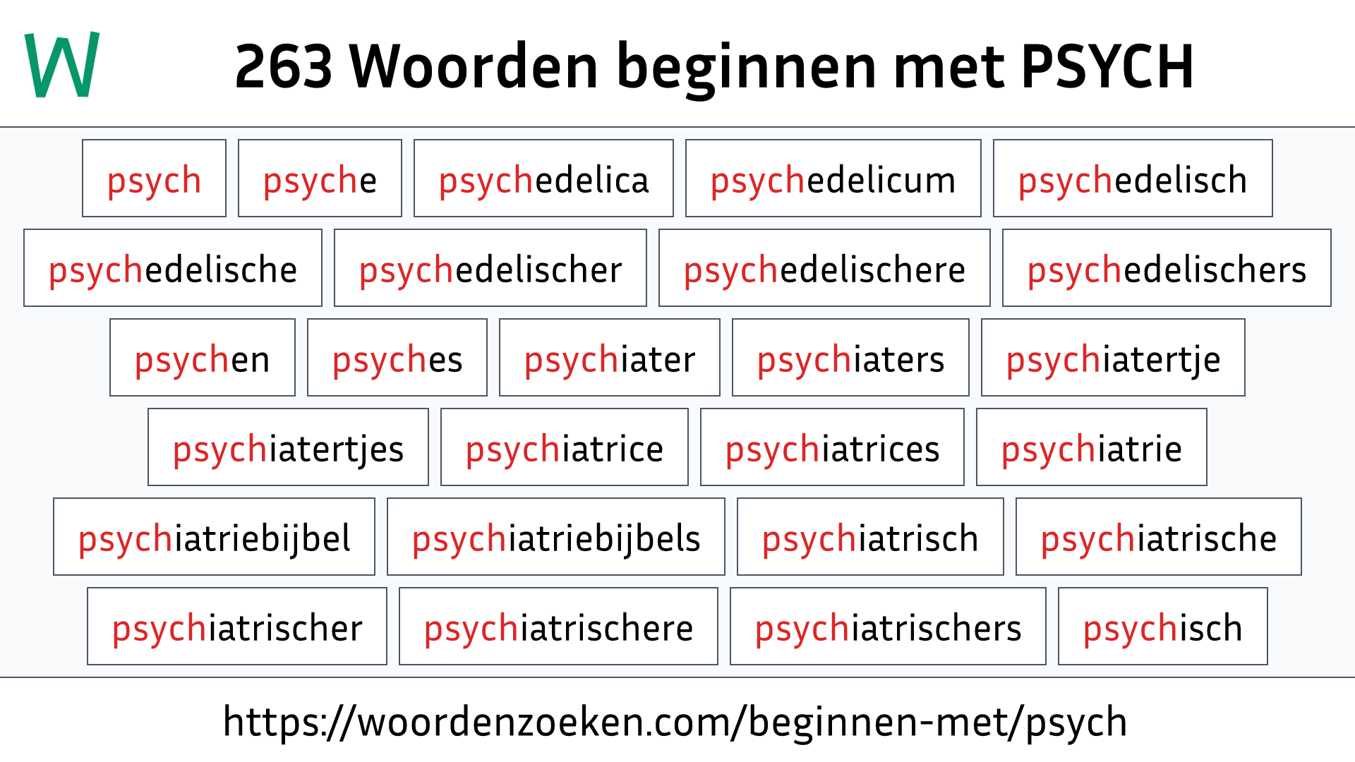 Woorden beginnen met PSYCH