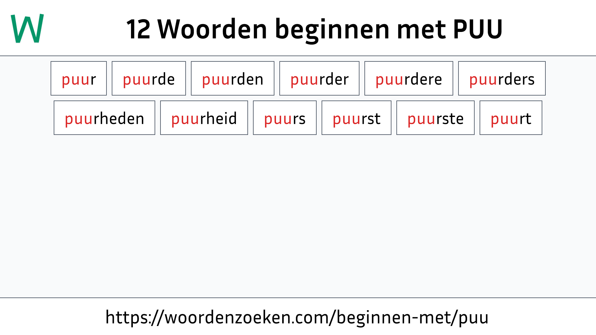 Woorden beginnen met PUU