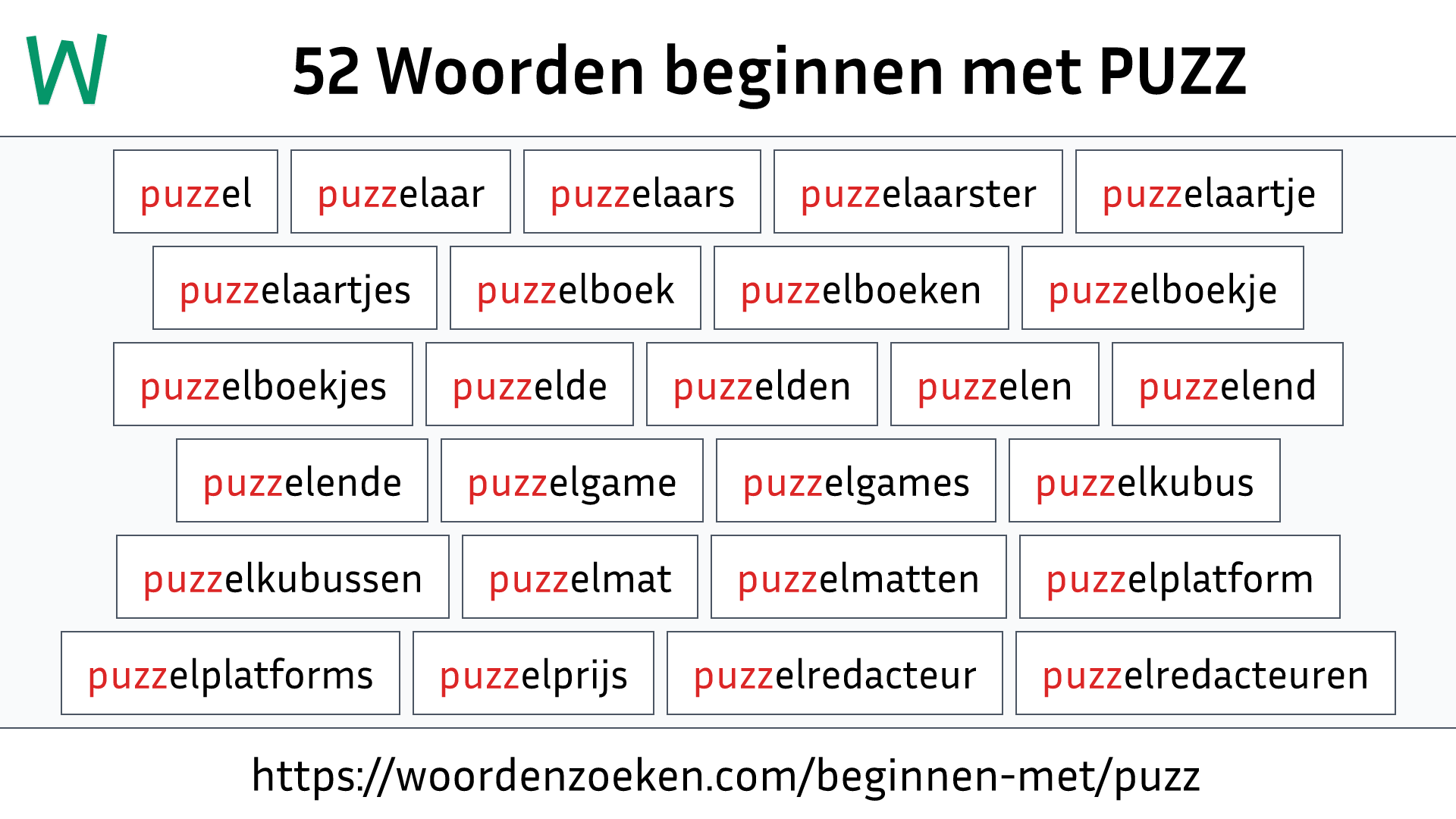 Woorden beginnen met PUZZ