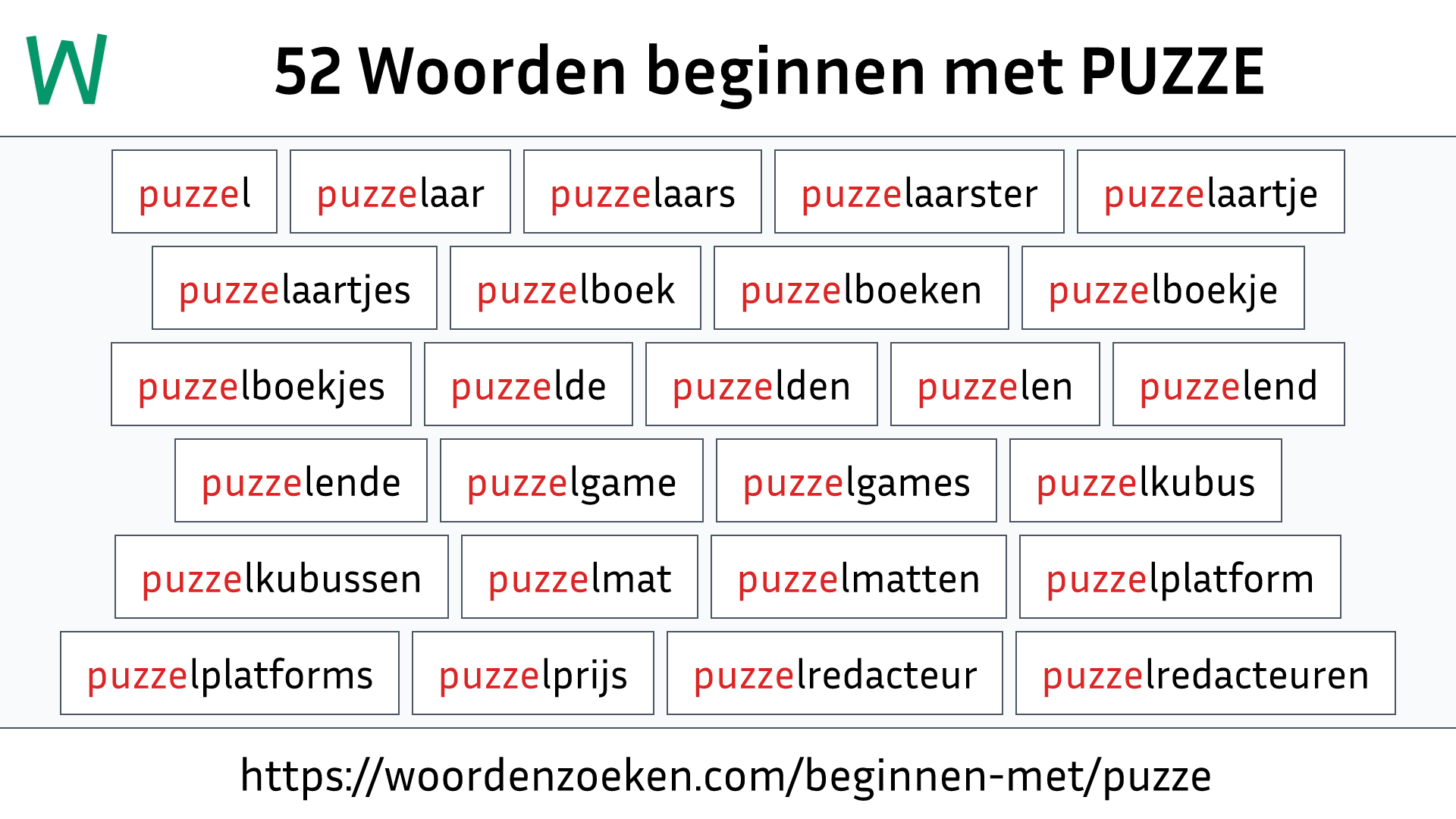 Woorden beginnen met PUZZE