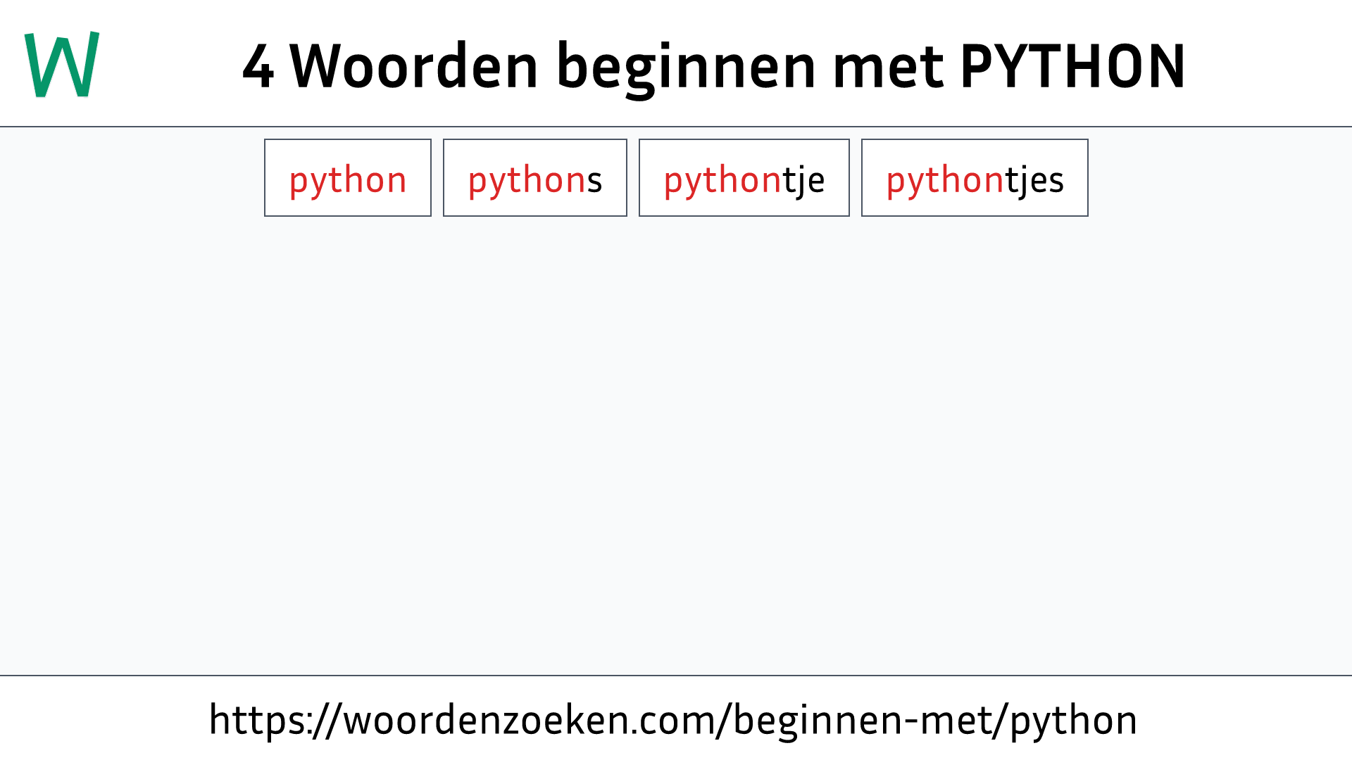 Woorden beginnen met PYTHON