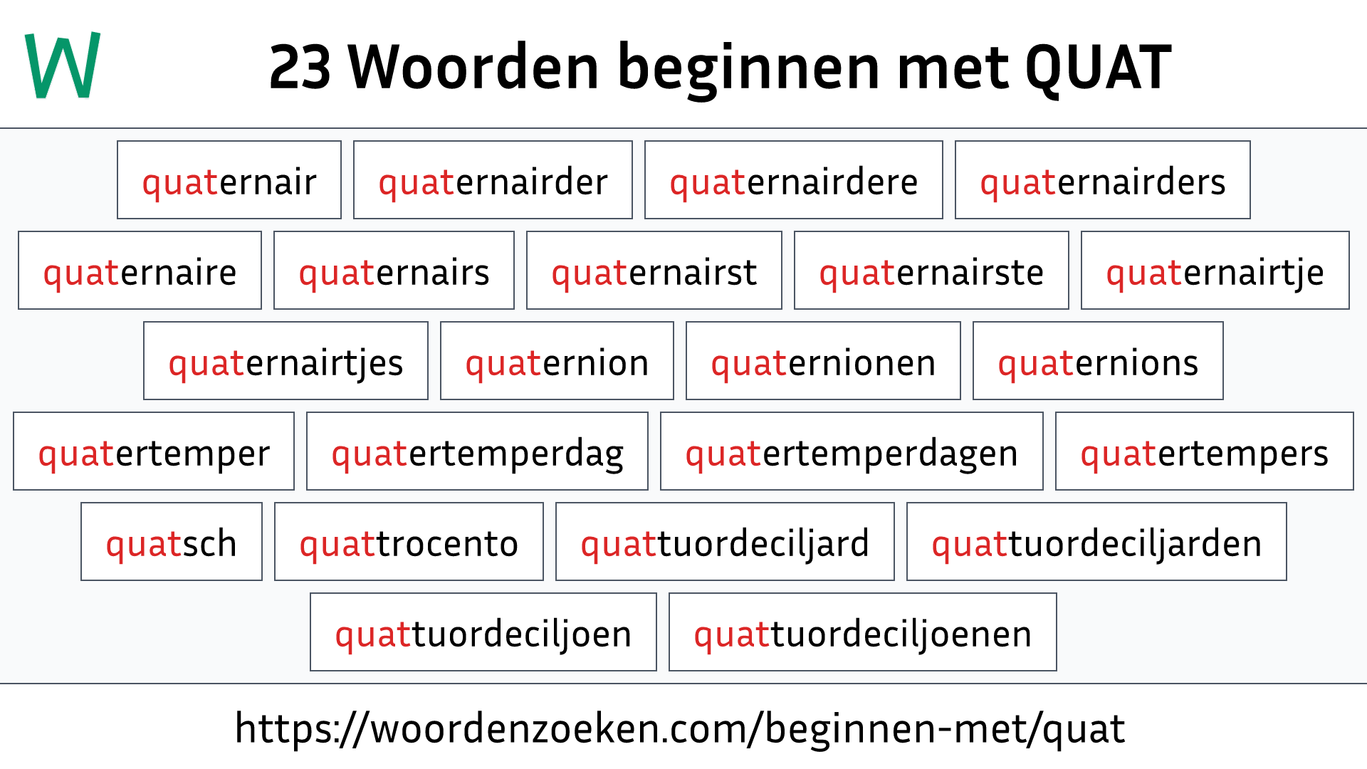 Woorden beginnen met QUAT