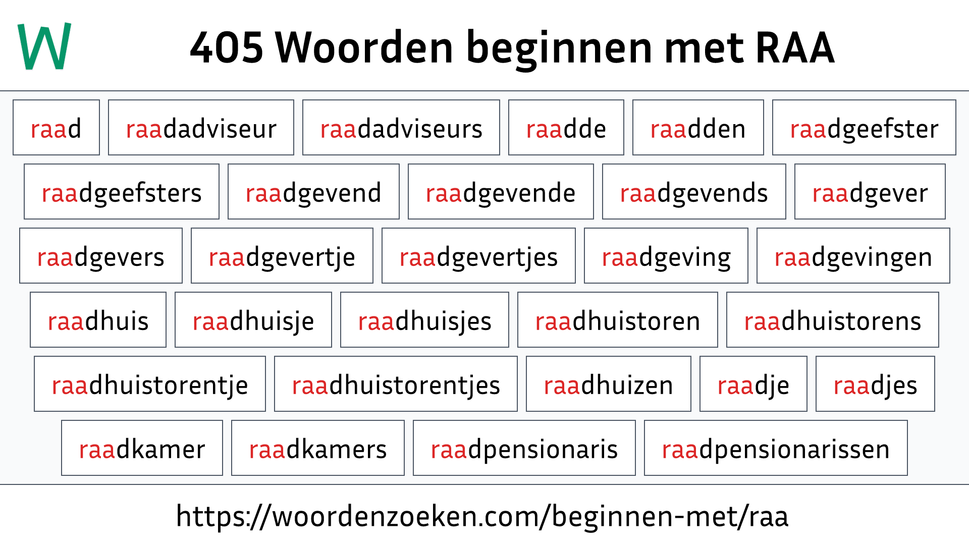 Woorden beginnen met RAA