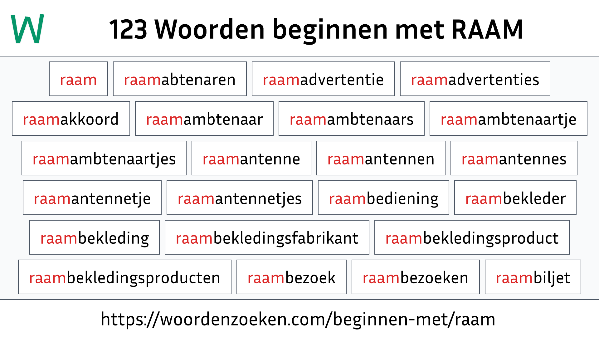 Woorden beginnen met RAAM