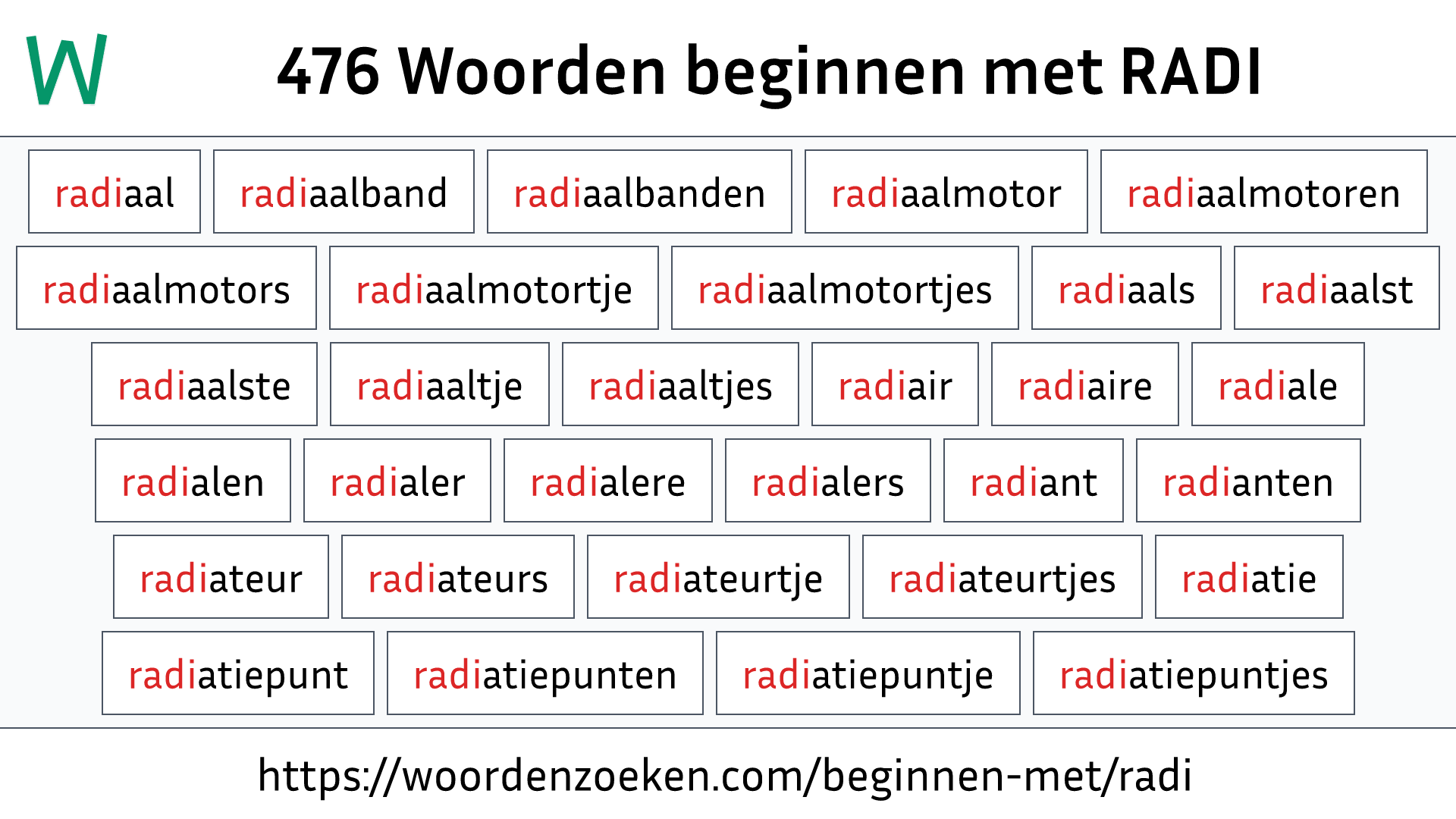 Woorden beginnen met RADI