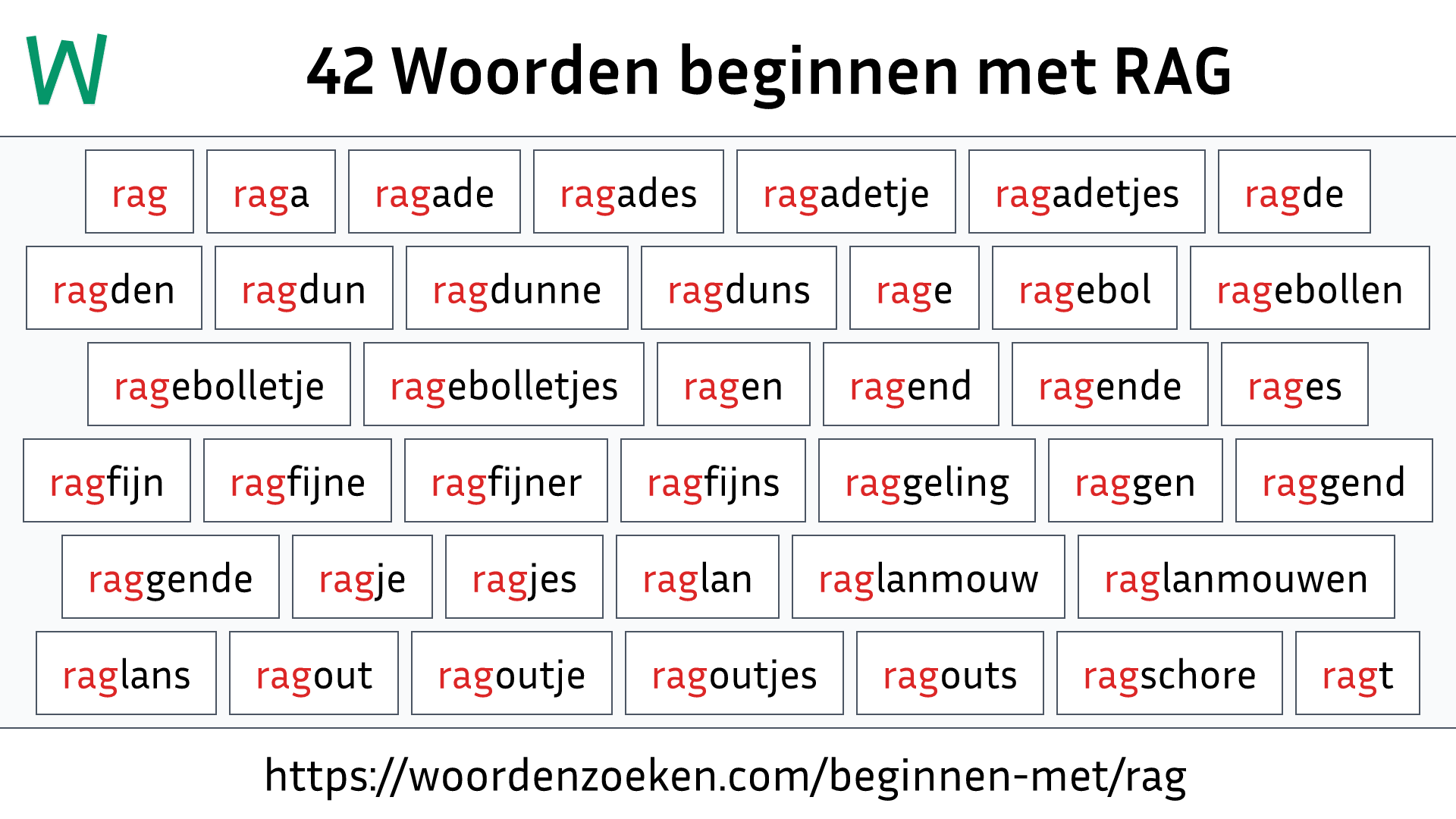 Woorden beginnen met RAG