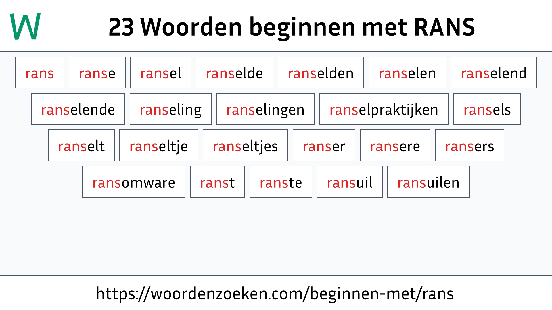 Woorden beginnen met RANS