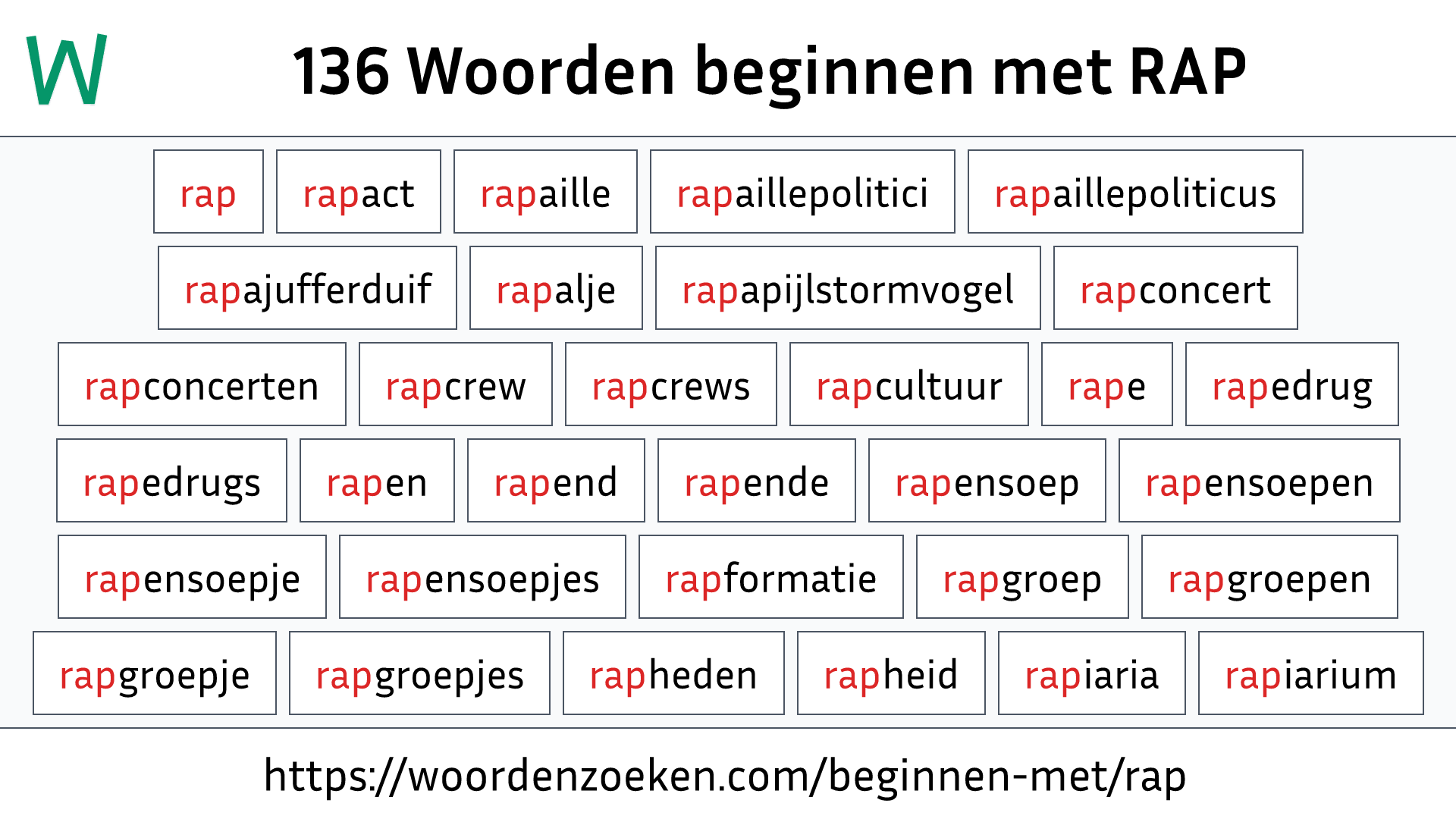 Woorden beginnen met RAP