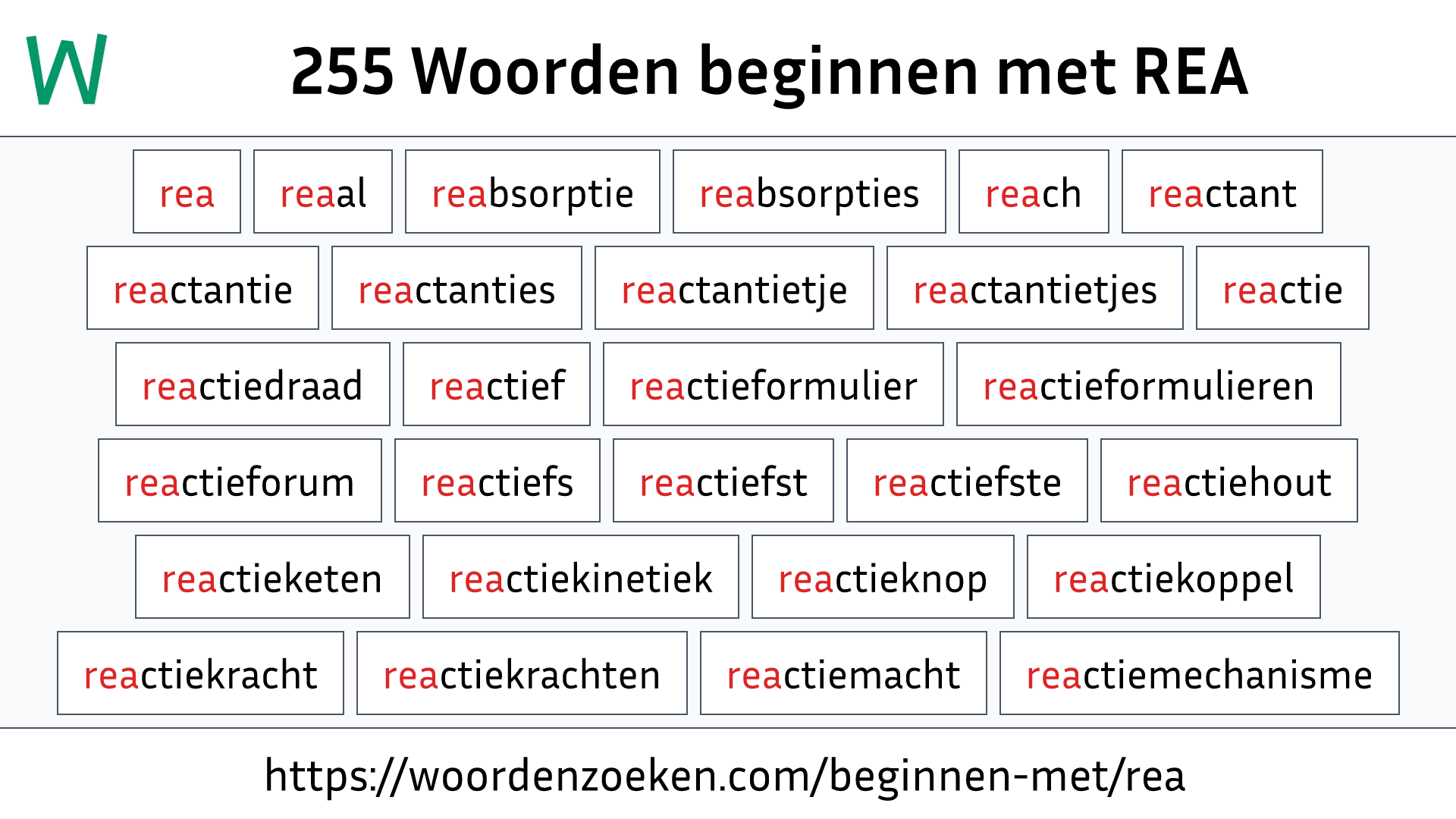 Woorden beginnen met REA