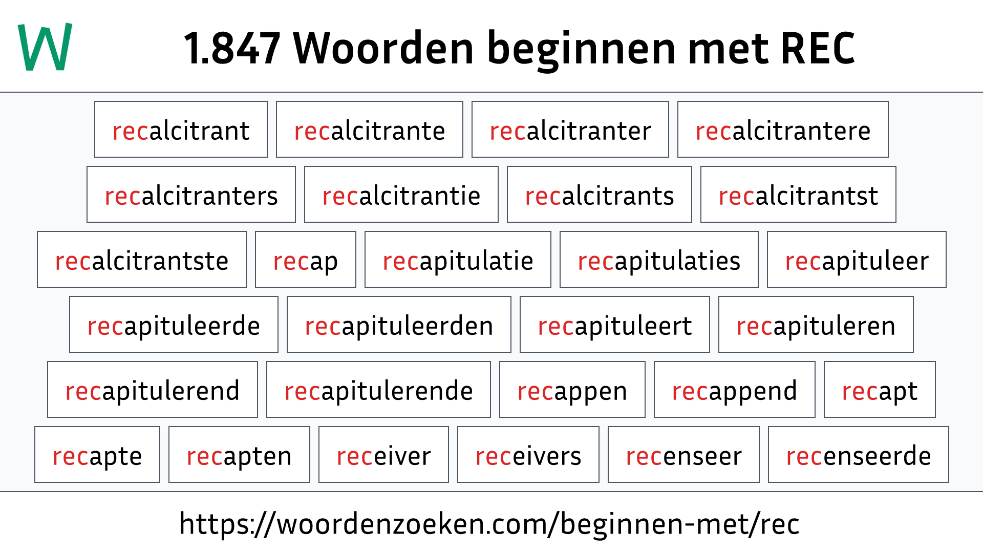 Woorden beginnen met REC