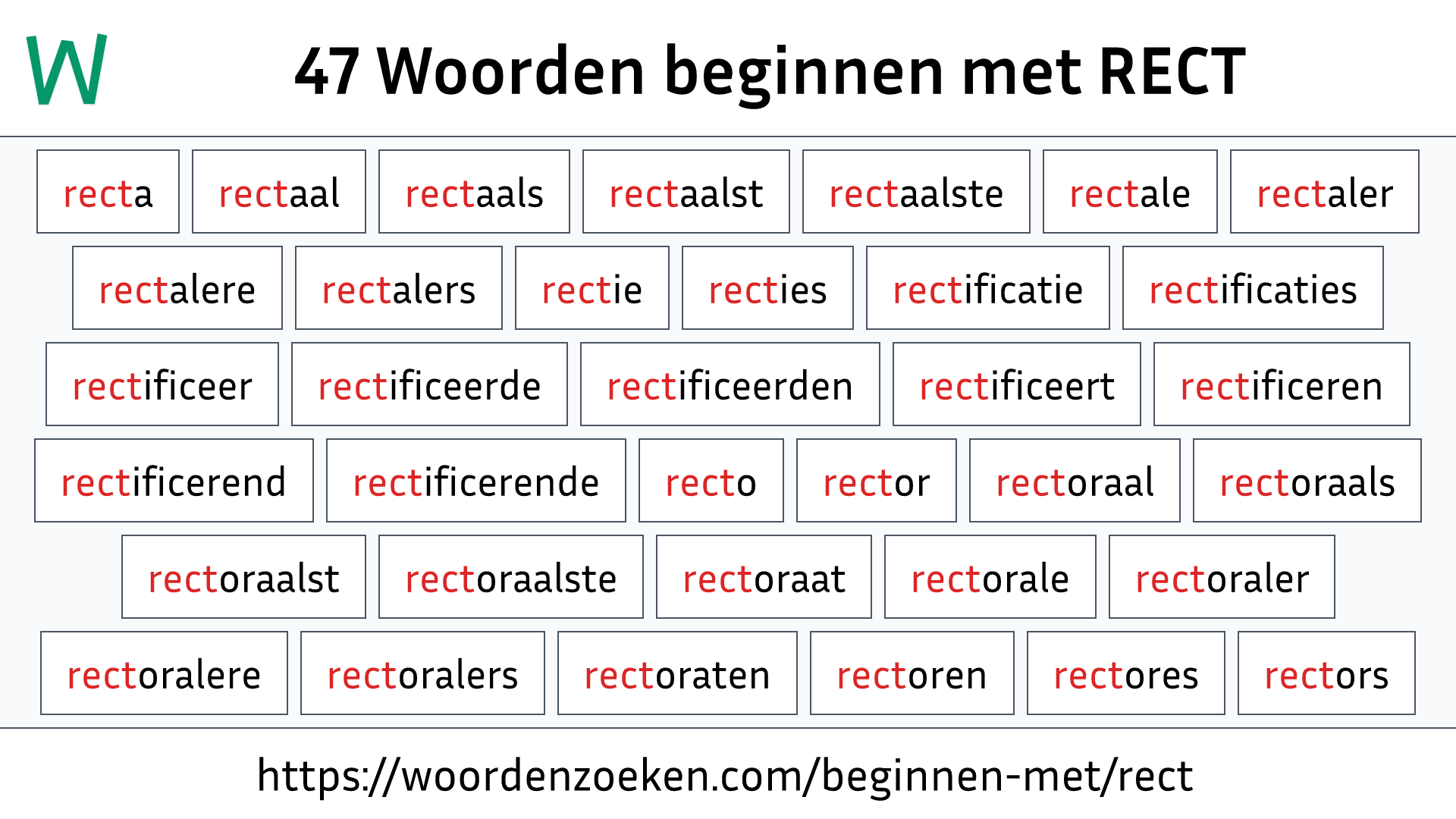 Woorden beginnen met RECT