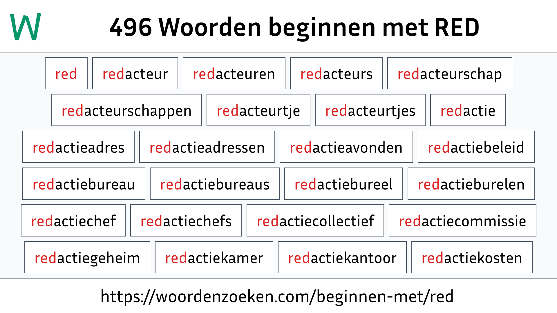 Woorden beginnen met RED