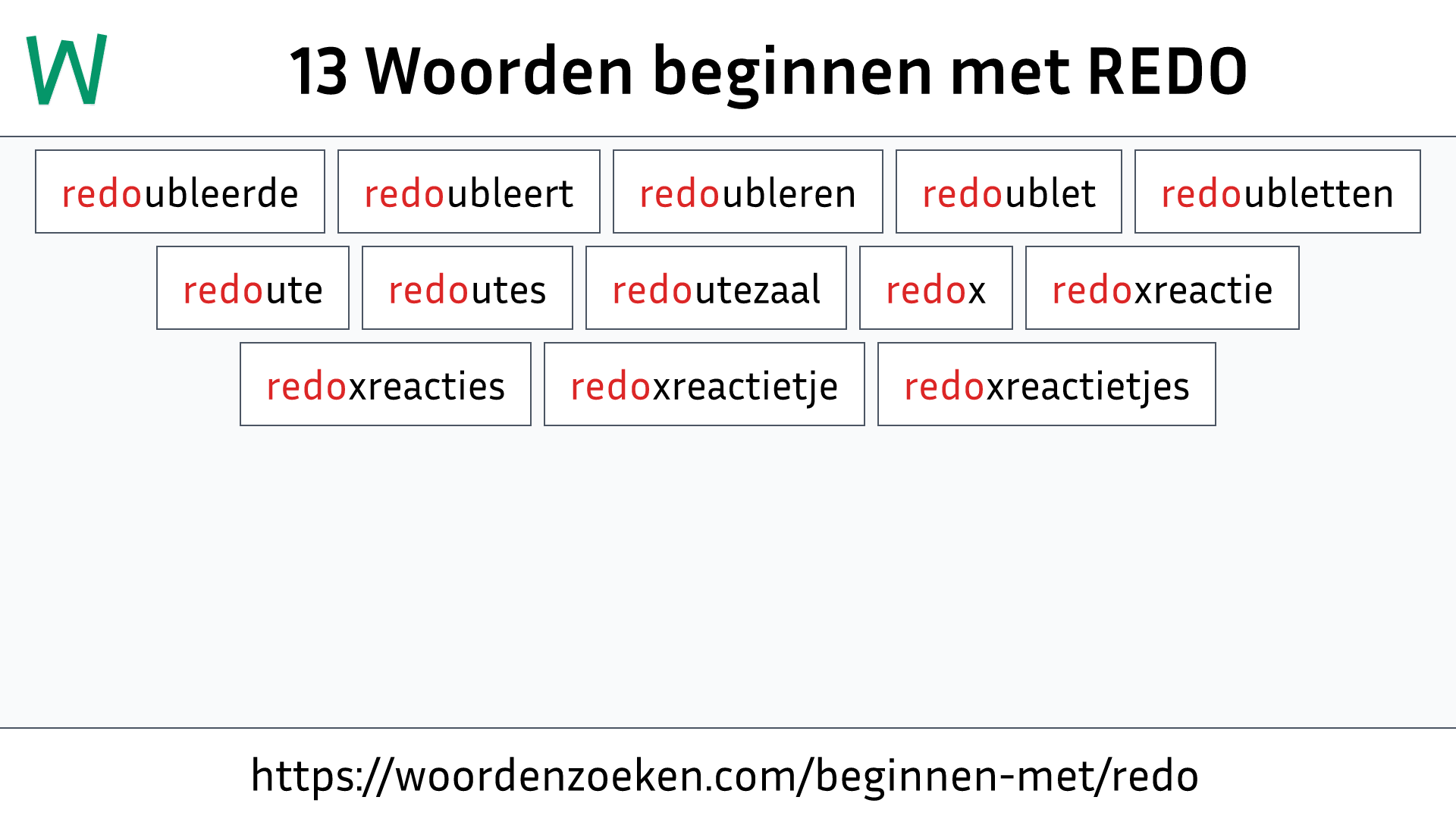 Woorden beginnen met REDO