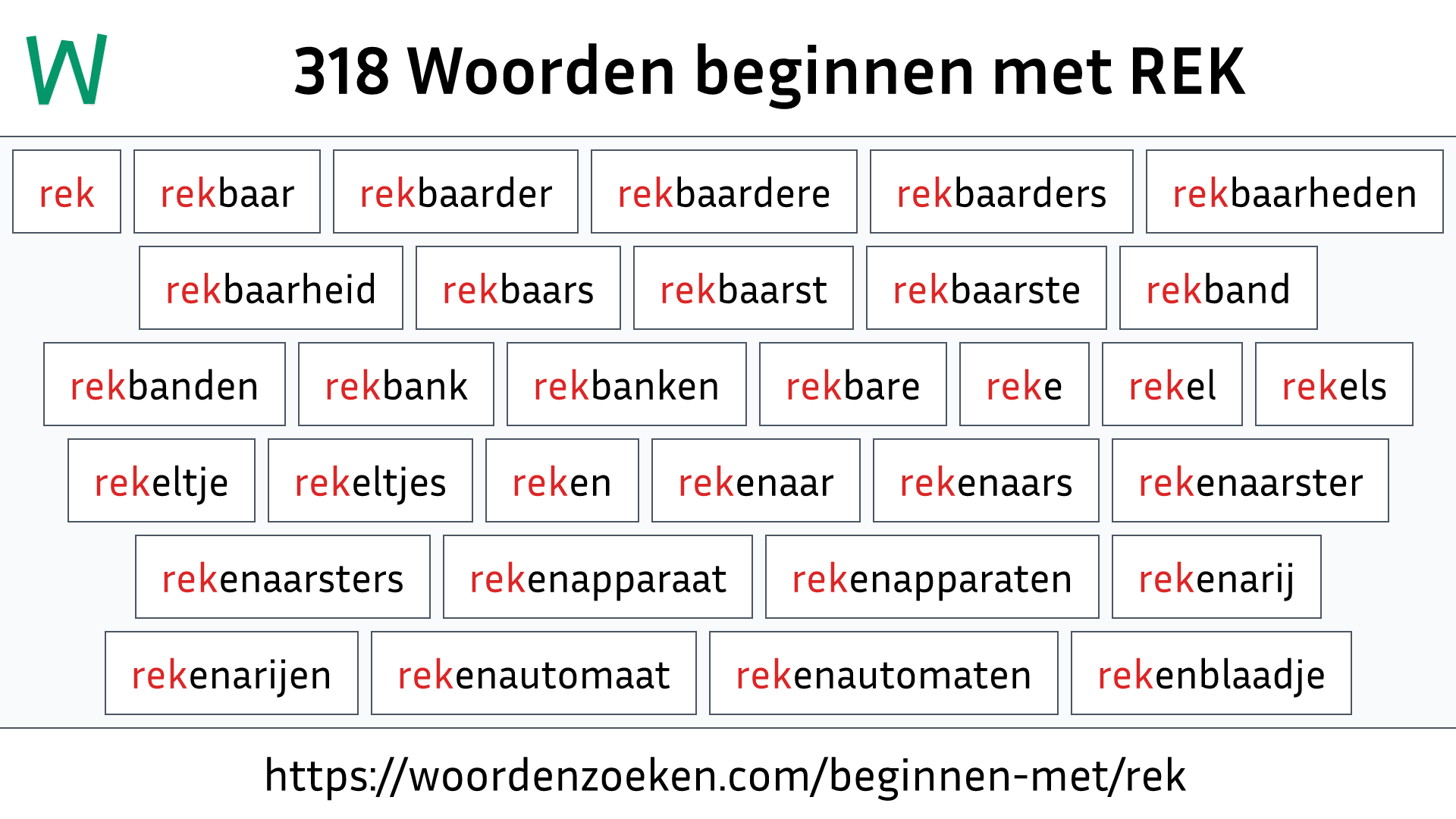 Woorden beginnen met REK