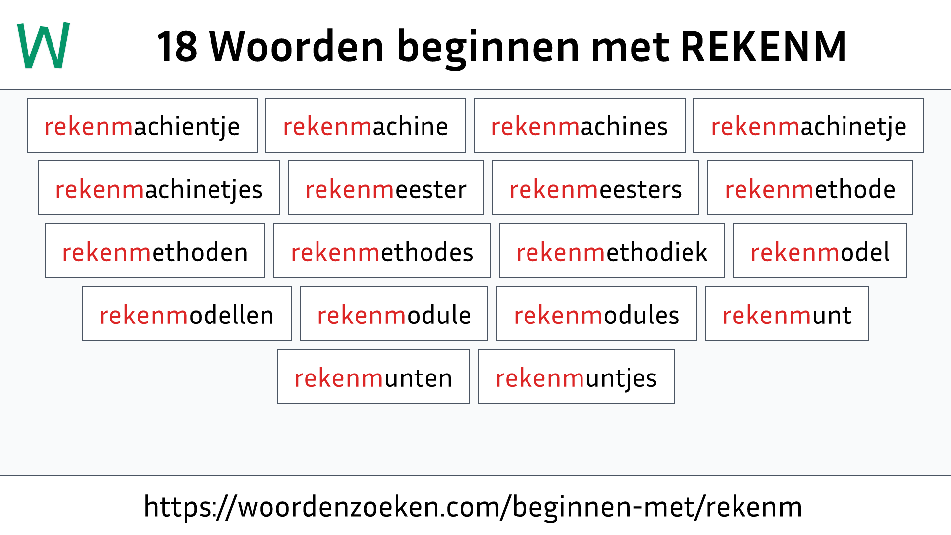 Woorden beginnen met REKENM