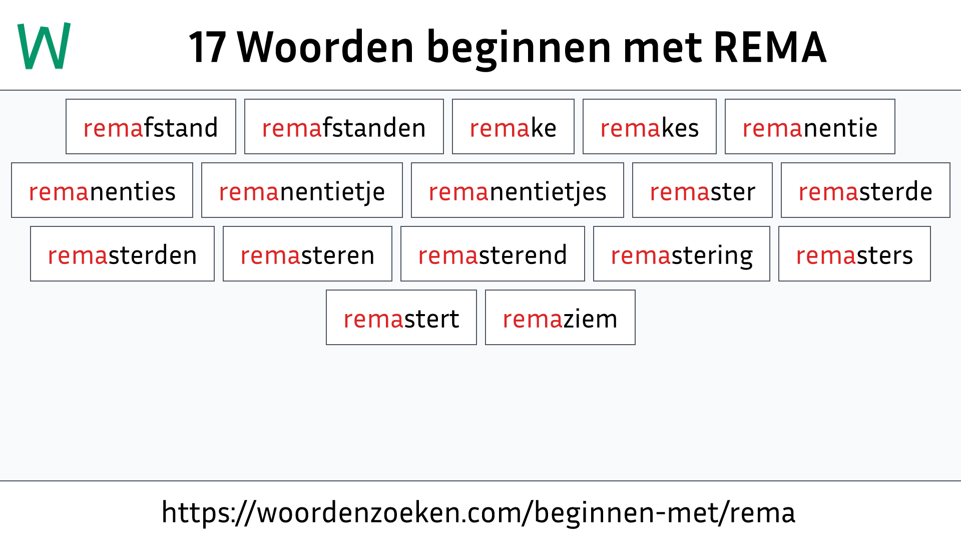 Woorden beginnen met REMA