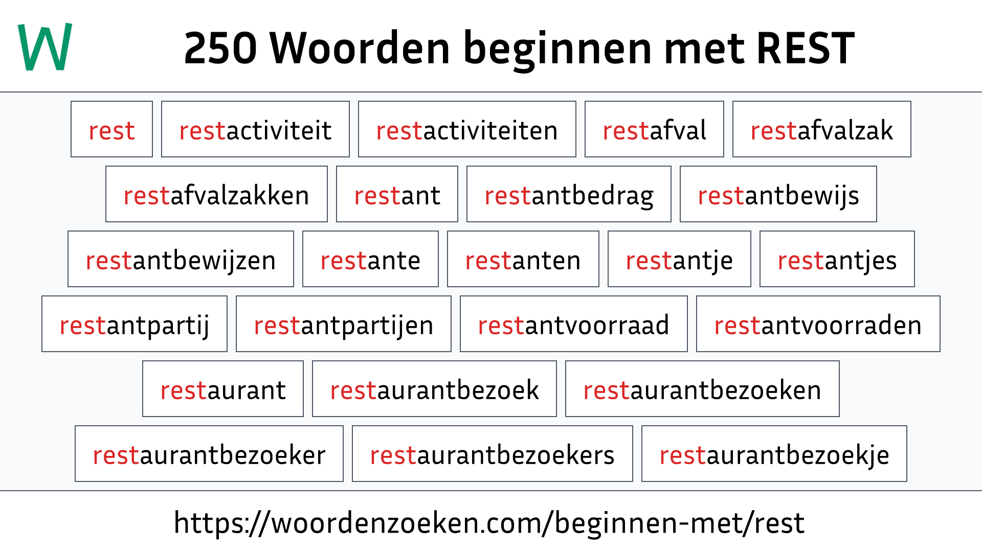 Woorden beginnen met REST