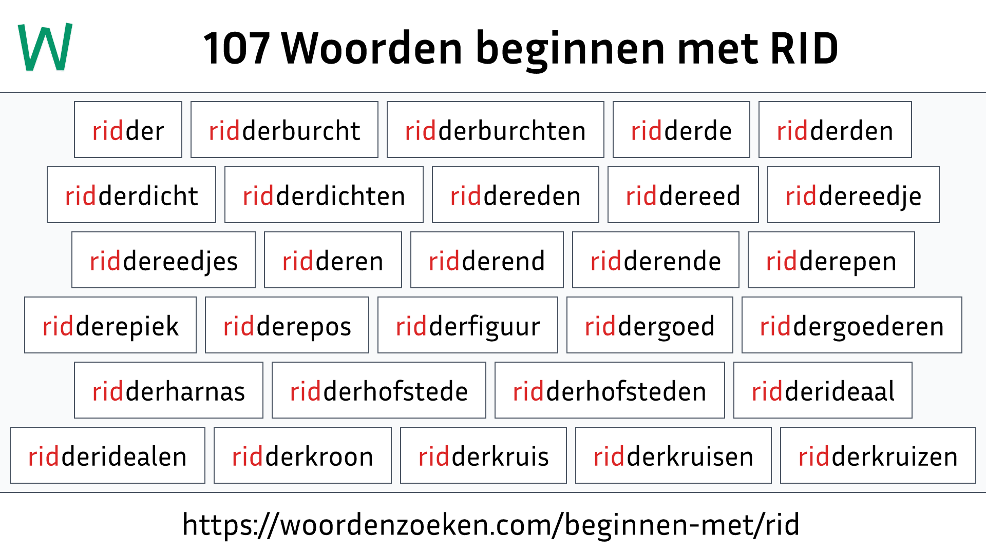 Woorden beginnen met RID