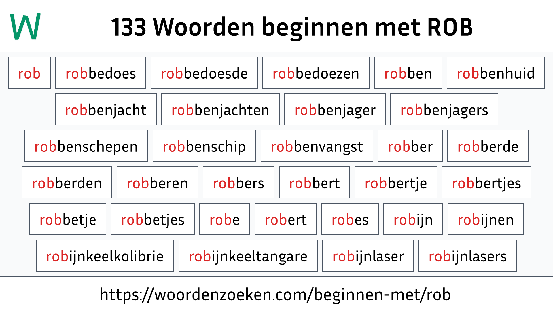 Woorden beginnen met ROB