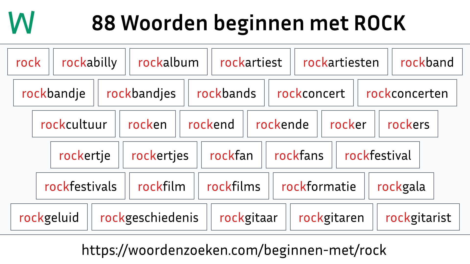 Woorden beginnen met ROCK