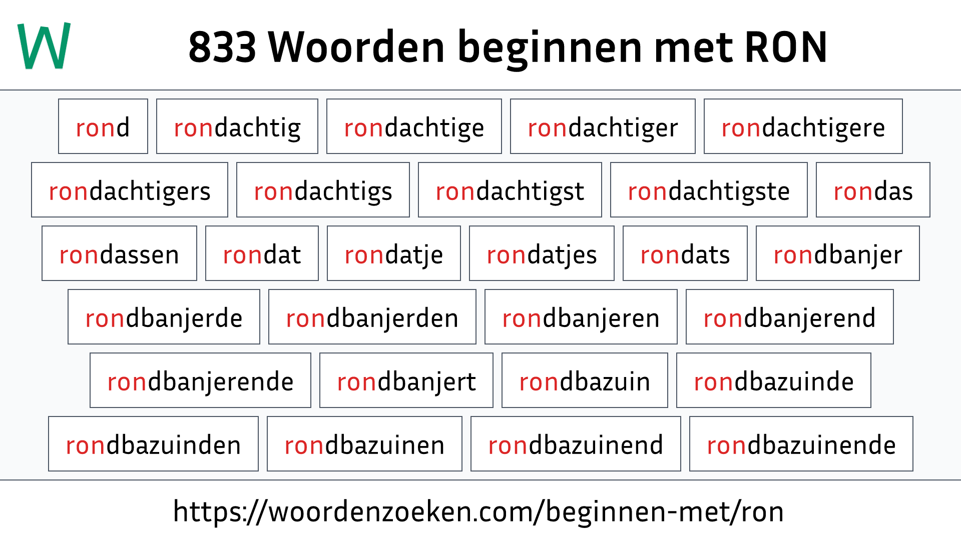 Woorden beginnen met RON