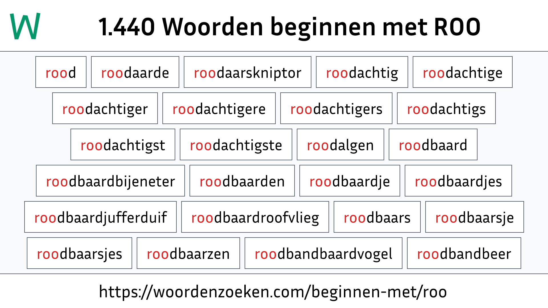 Woorden beginnen met ROO