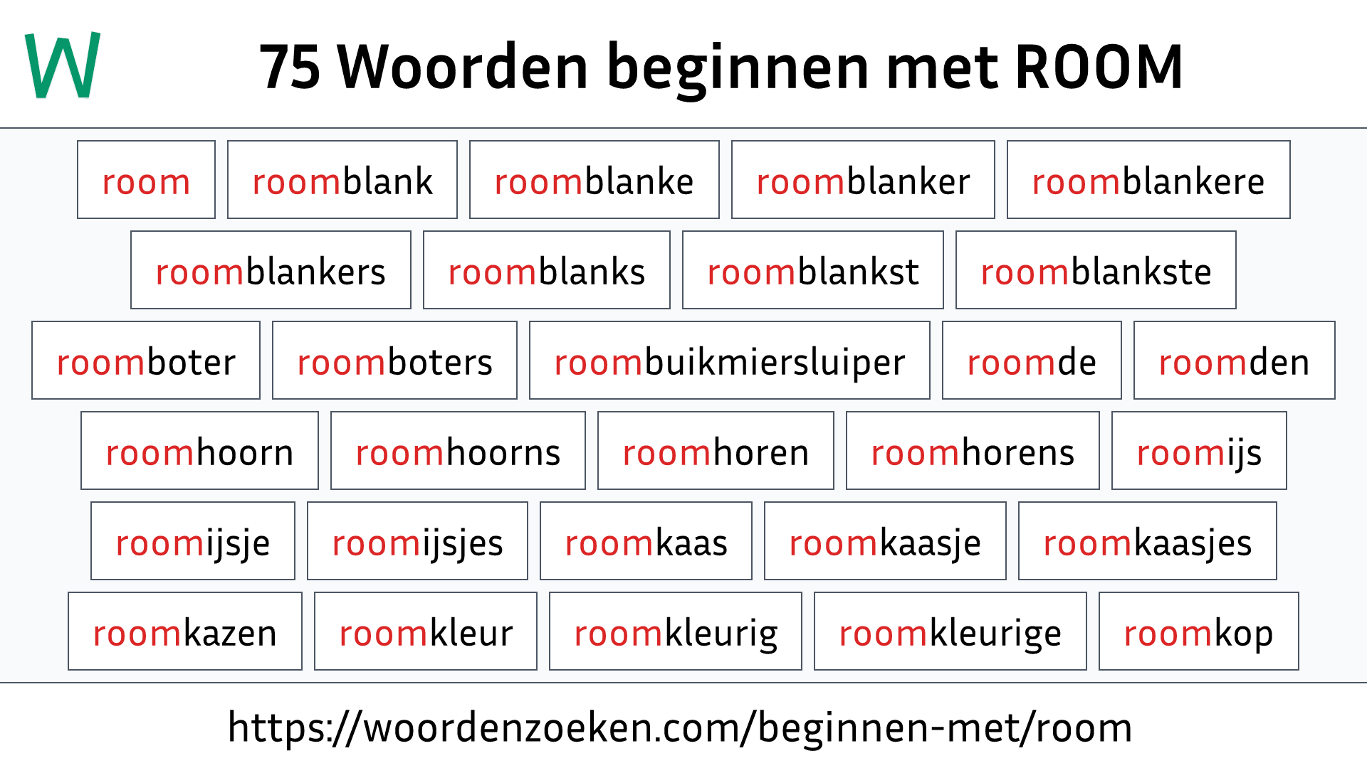 Woorden beginnen met ROOM