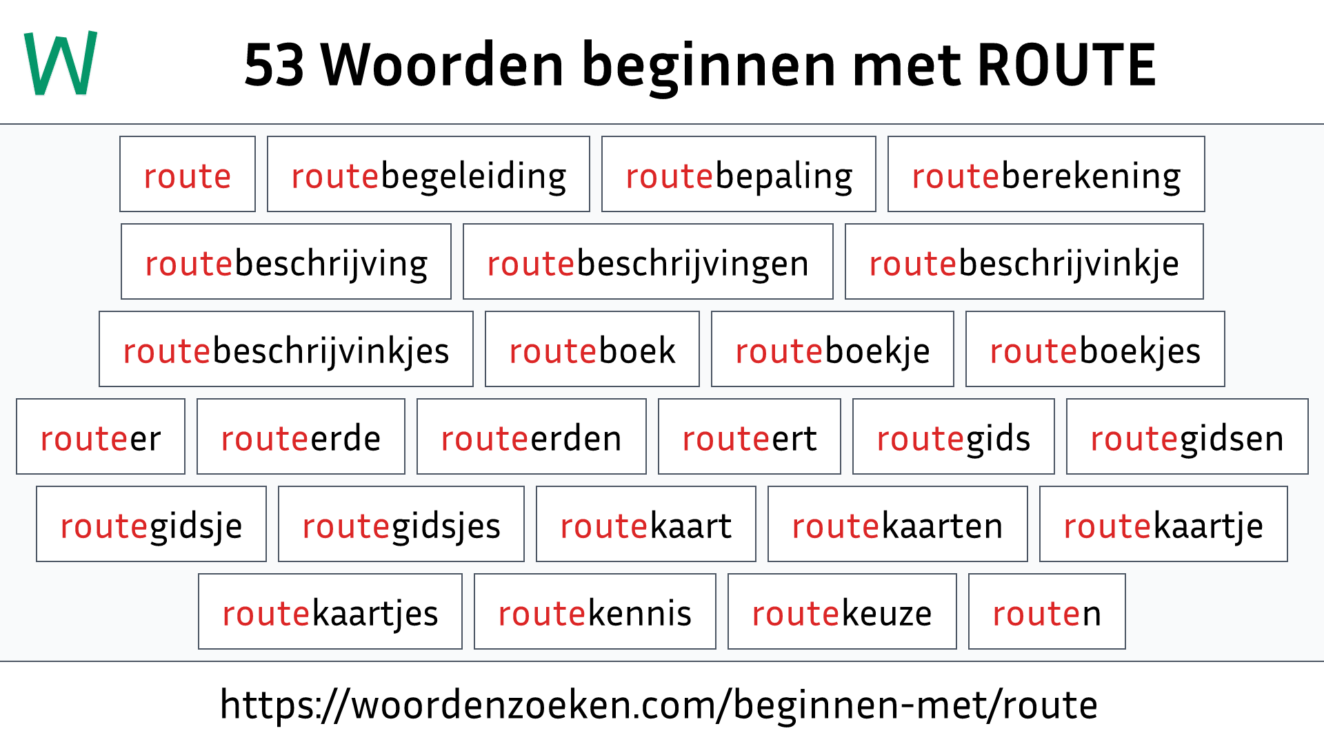 Woorden beginnen met ROUTE