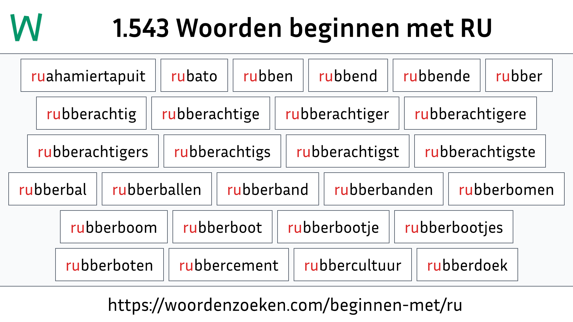 Woorden beginnen met RU