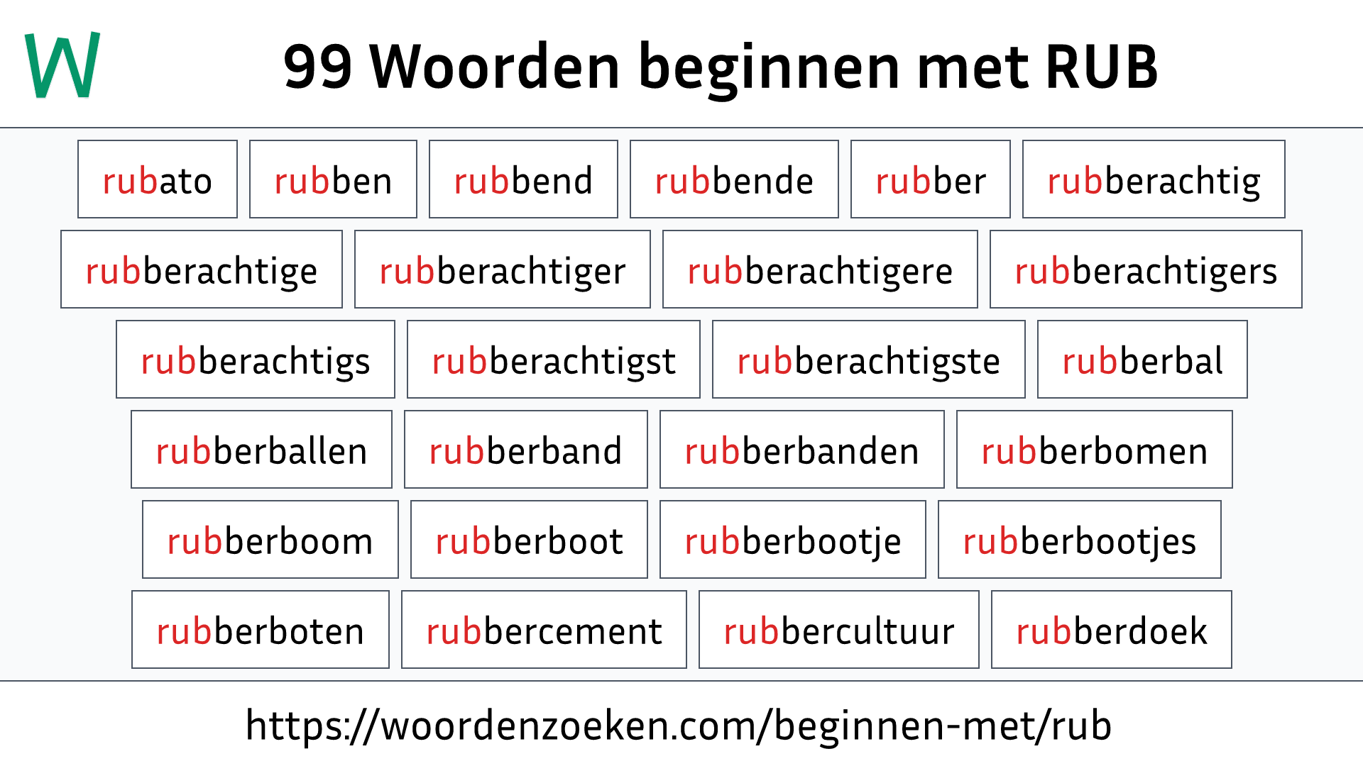 Woorden beginnen met RUB