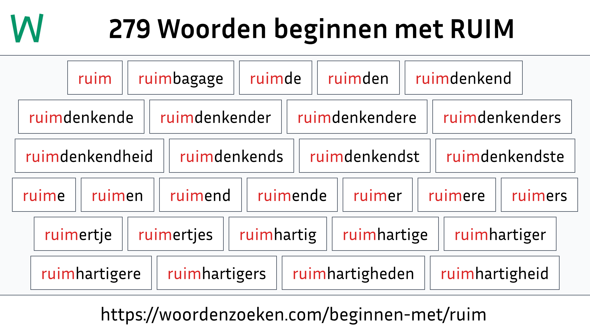 Woorden beginnen met RUIM